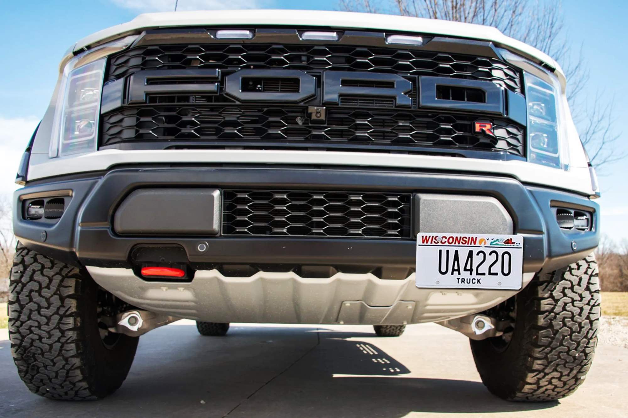 Front Tow Hook License Plate Relocation Mount Kit for 2021+ Ford F150 Raptor - Off-Road & Street Legal Compliance