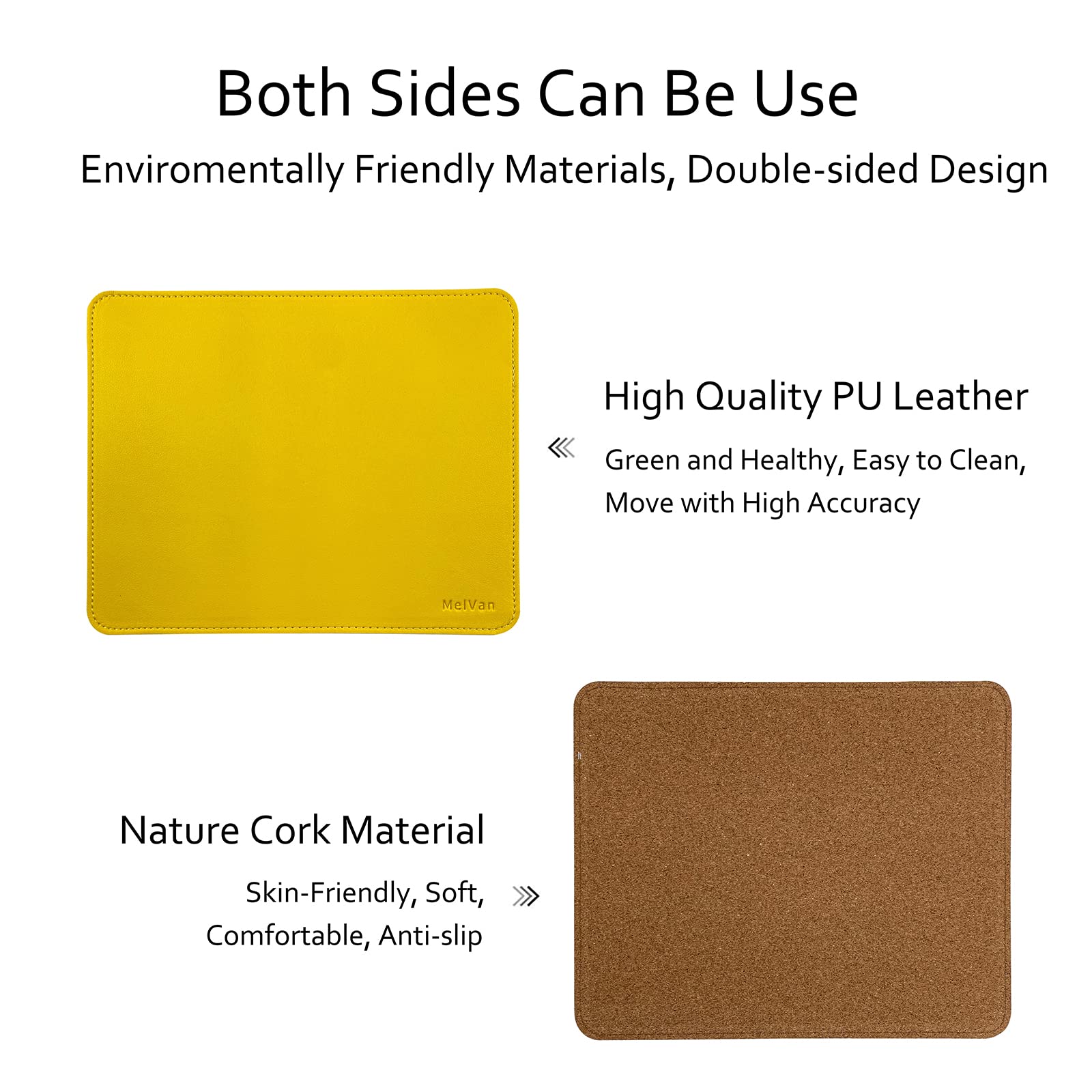 Premium PU Leather Mouse Pad with Stitched Edge - Waterproof Wooden Gaming Mouse Mat for PC, Laptop, Office & Home Use - Non-Slip Desk Accessory (10.2