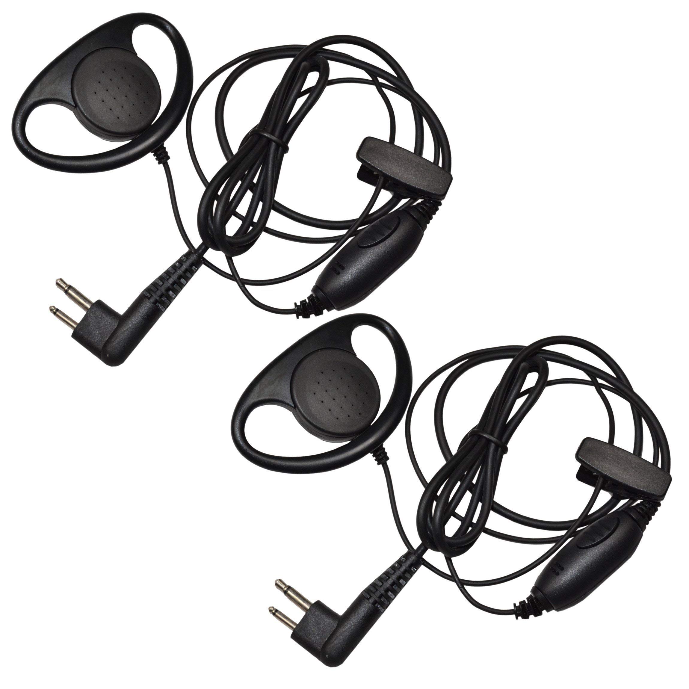 HQRP 2-Pack D-Shaped Earpiece Headset with PTT Mic - Compatible with Motorola DTR550, DTR650, DTR410, CLS1450C, CLS1450CB - Perfect for Security, Construction & Two-Way Radio Communication