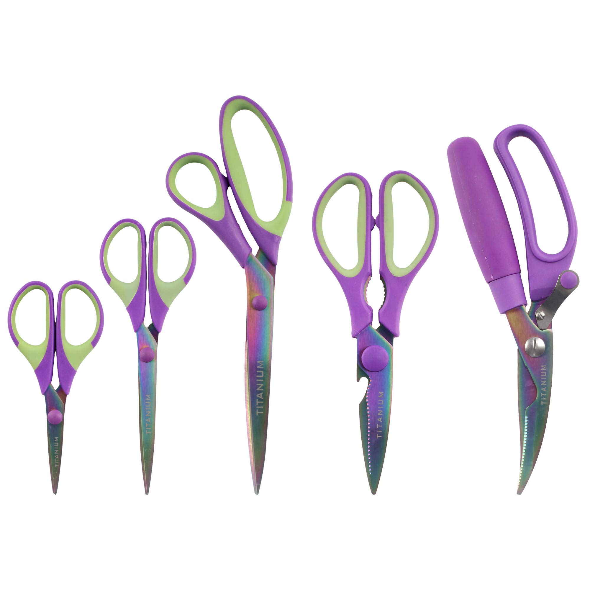 Premium 5-Piece Kitchen & Craft Scissors Set - Heavy Duty Stainless Steel Blades for Cutting, Trimming & DIY Projects - Perfect for Home, Office & Crafting Enthusiasts
