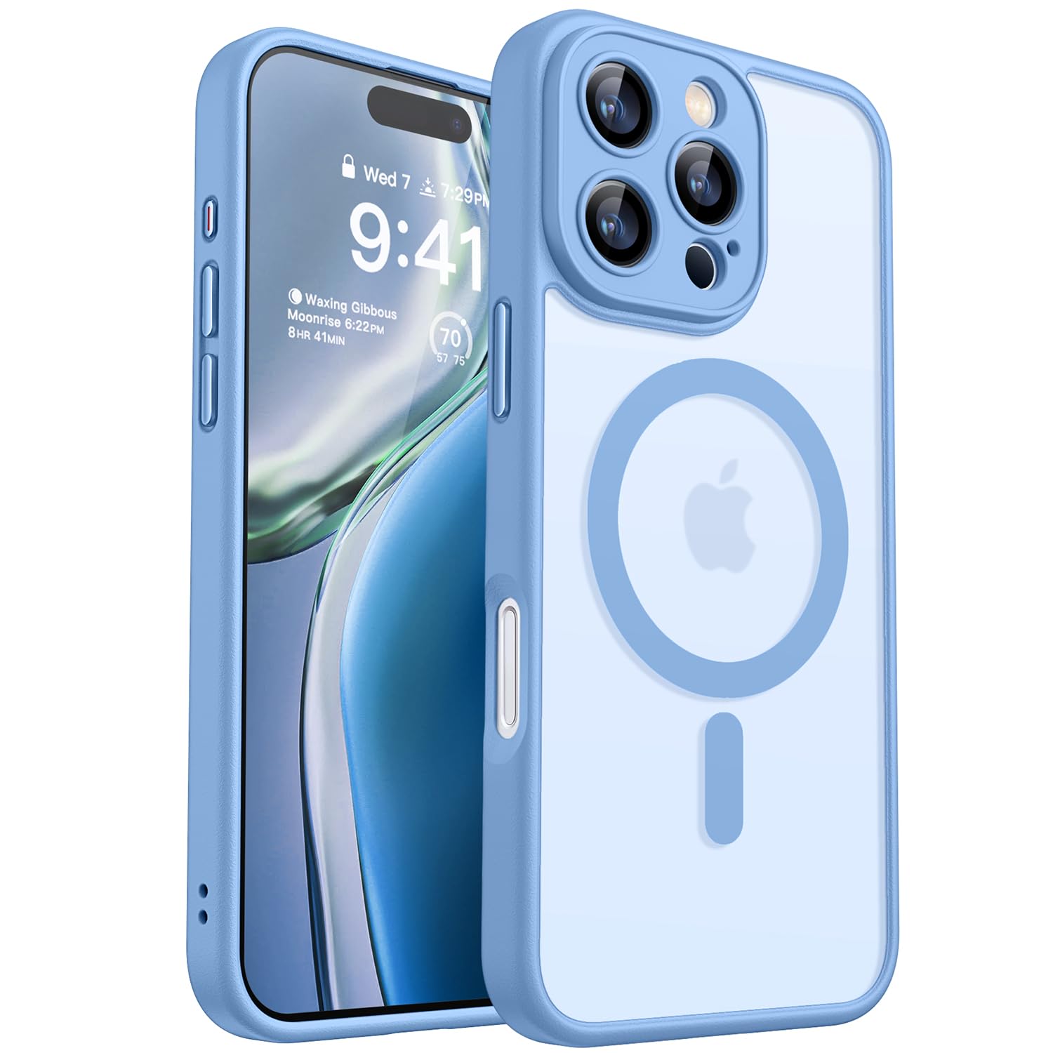 **CANSHN Magnetic iPhone 16 Pro Max Case – Upgraded Full Camera Protection, Magsafe Compatible, Translucent Matte Shockproof Cover (Light Blue) – Perfect for Daily Use, Travel & Outdoor Activities**