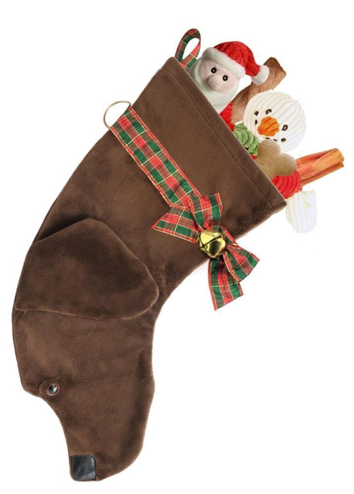 Chocolate Labrador Dog Christmas Stocking - Festive Pet Holiday Decor for Fireplace Mantel & Home Decorations