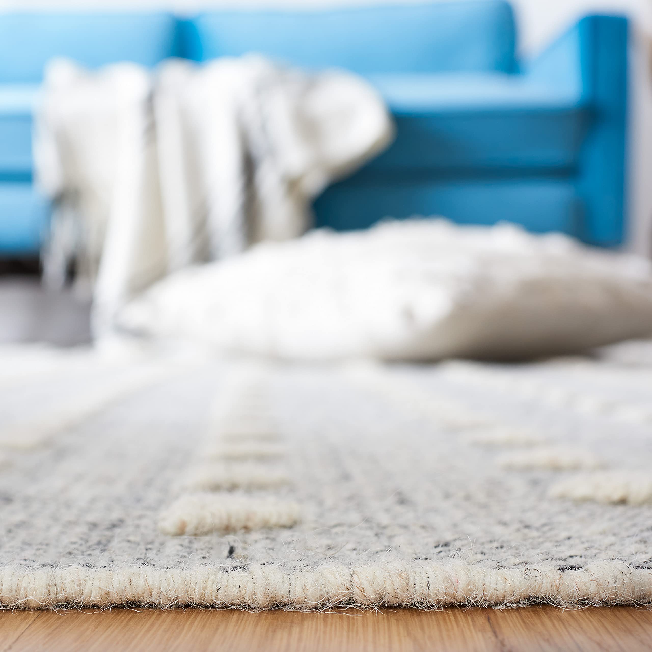 SAFAVIEH Vermont Collection 6'x6' Ivory/Black Flatweave Wool Area Rug VRM503A - Soft & Durable for Living Room, Dining Room, Bedroom Decor