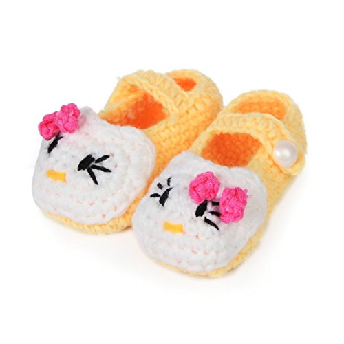 AStorePlus Baby Newborn Prewalker Shoes - Handmade Knitted Crochet Socks & Slippers with Cute Cat Design | Soft & Comfortable First Walkers for Infants 0-12 Months | Perfect for Indoor Play, Photo Shoots & Special Occasions