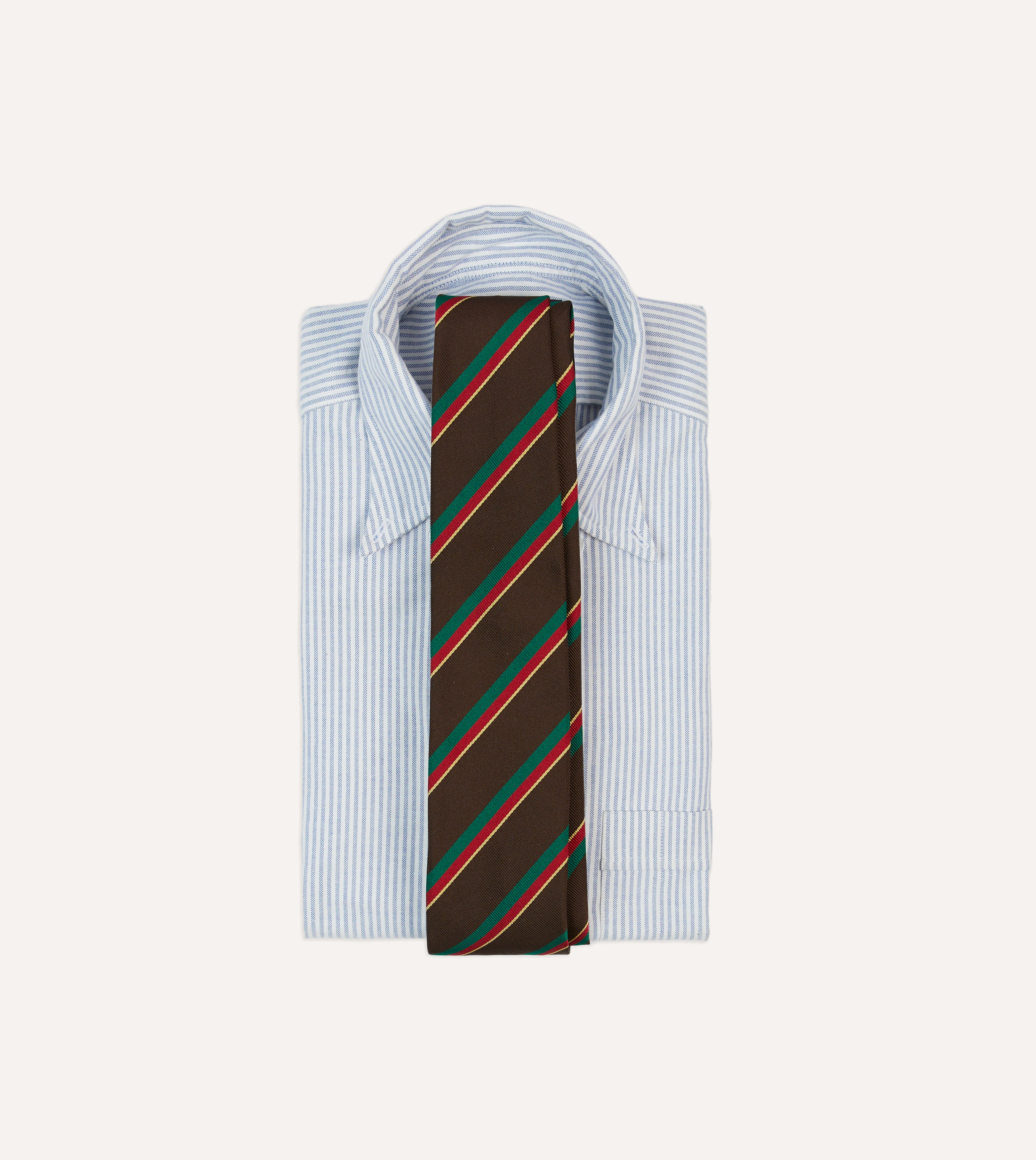 Brown, Green, Red & Yellow Multi-Stripe Repp Silk Tipped Necktie - Premium Men's Formal Tie for Business, Weddings & Special Occasions