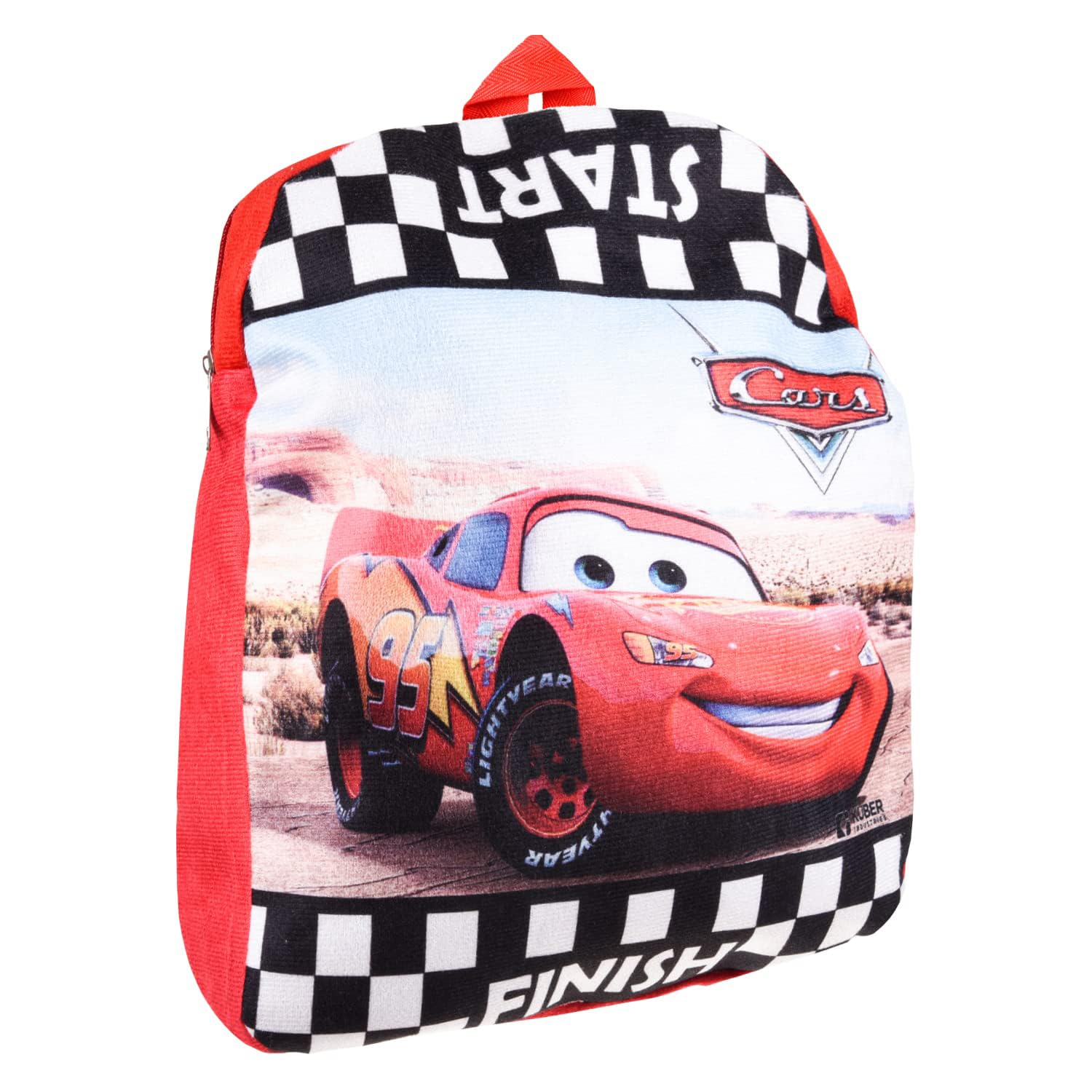 **Velvet Kids School Backpack - Heart Home Racing Car Design | Durable Student Bookbag for Boys & Girls | Single Compartment School Bag | Perfect for Daily Use, Travel & Outdoor Activities | Red**