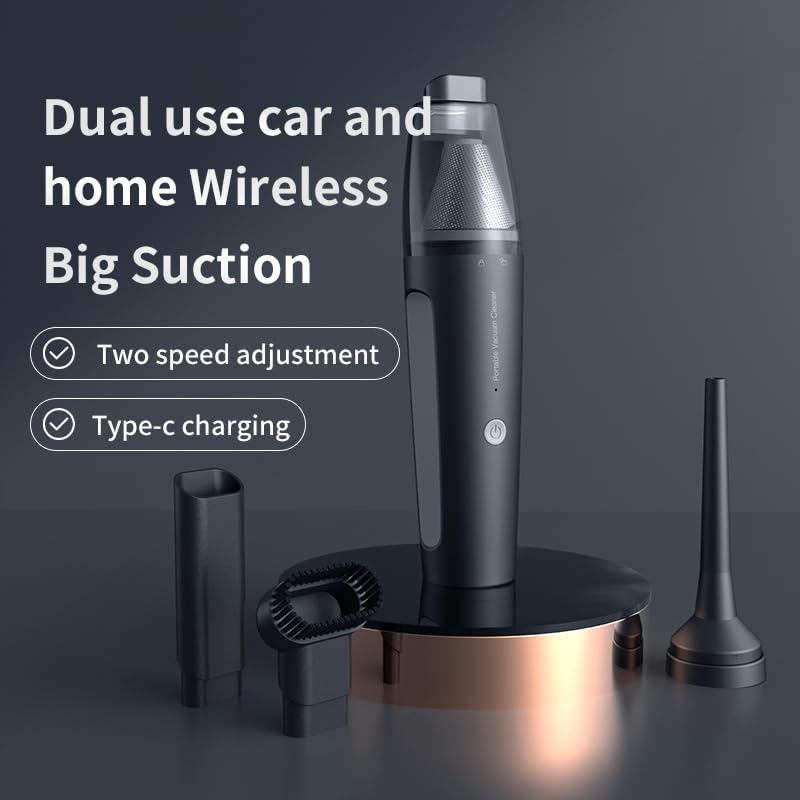 PATO Cordless Handheld Vacuum Cleaner - Powerful Suction Mini Car Vacuum | Portable Dust Collector for Home, Car & Office Cleaning | Black