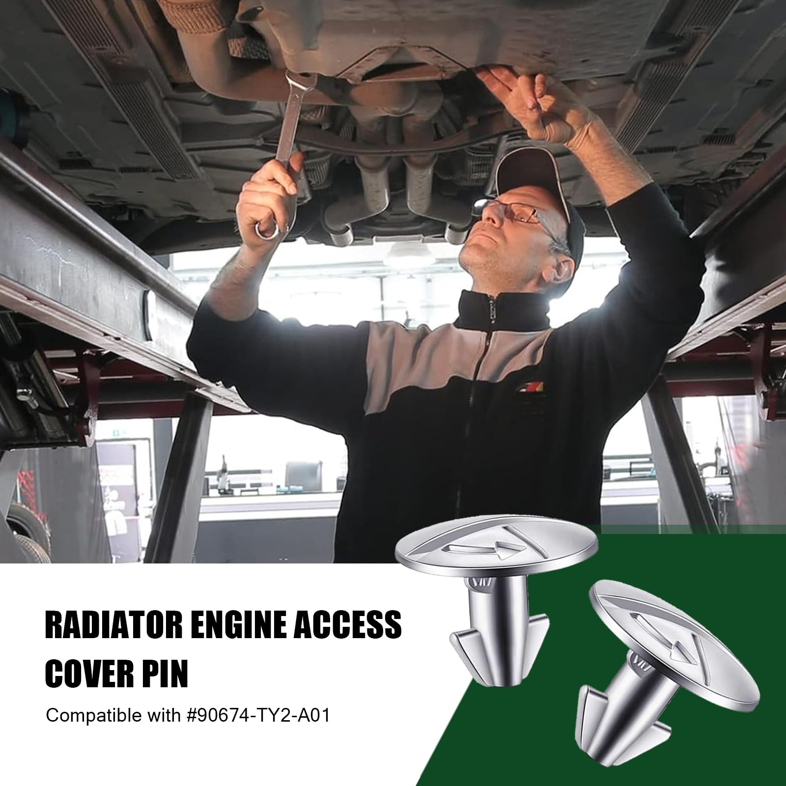 8 PCS Automotive Engine Cover Pin Screw Set - Lower Engine Radiator Splash Guard Hardware Bolts (90674-TY2-A01) - Compatible with Honda Civic, Accord, CRV - Silver Fastening Accessories for Engine Protection & Maintenance