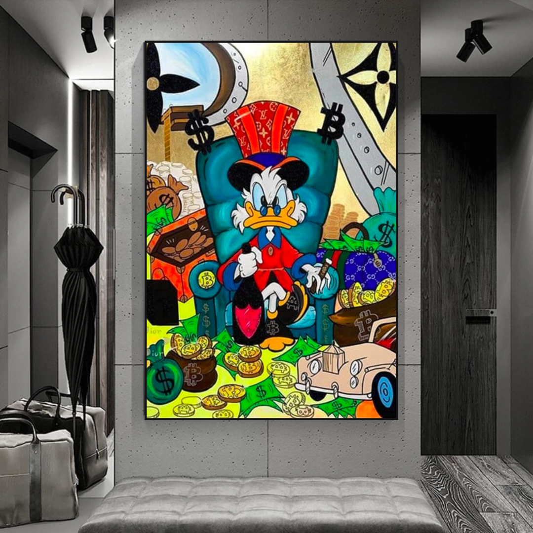 Uncle Scrooge Canvas Wall Art - Premium Disney Duck Family Decor for Living Room, Bedroom & Office | Waterproof Gallery-Wrapped Painting