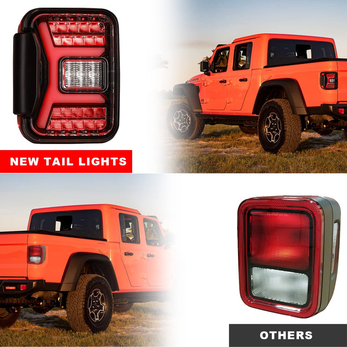 Nixon Offroad Full LED Tail Lights Assembly for Jeep Gladiator JT 2019-2025 - Sequential Turn Signals, Plug & Play (Clear Lens) - Upgrade Your Off-Road Adventure & Nighttime Safety