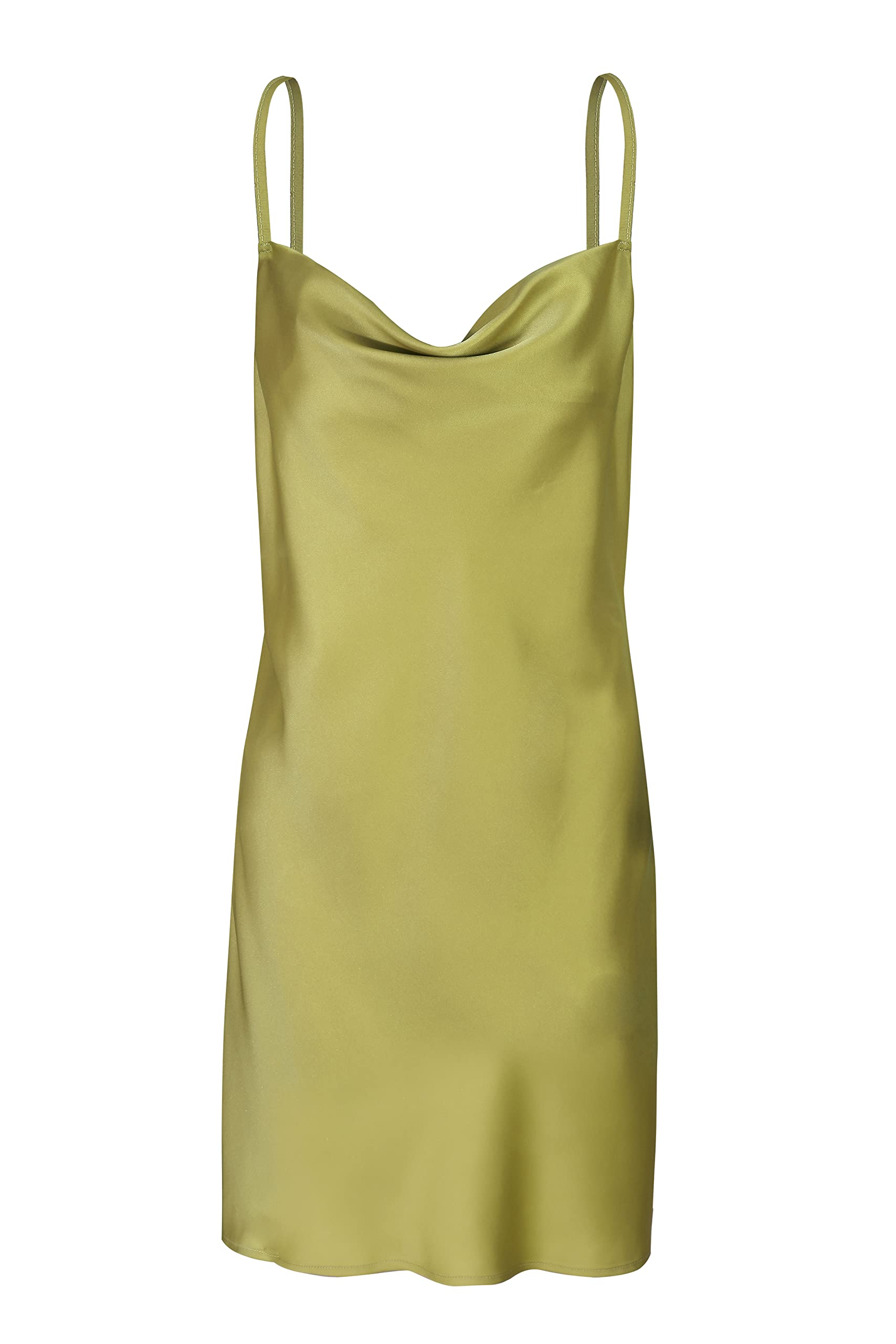 Elegant Women's Satin Slip Dress with Cowl Neck & Spaghetti Straps - Perfect for Cocktail Parties, Beach Vacations & Evening Events