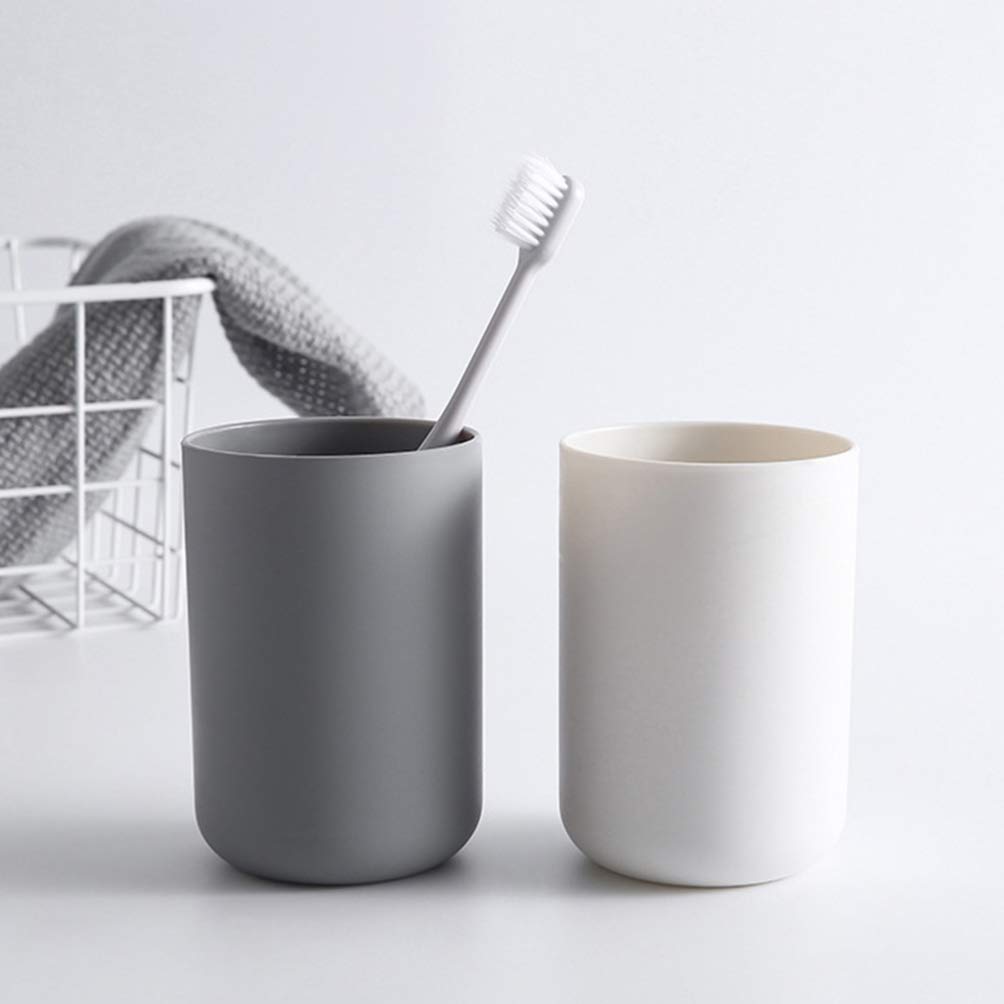 Cabilock 4-Pack 300ML Toothbrush Holder Set - Bathroom Countertop Toothpaste Cup & Tumbler (2 Grey + 2 White) - Perfect for Organized Sinks, Dorm Rooms & Small Bathroom Spaces
