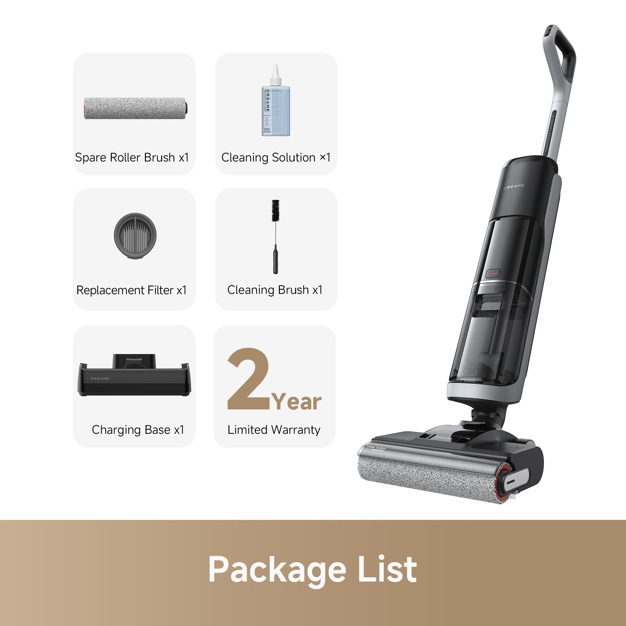 Dreame H14 Cordless Wet Dry Vacuum Cleaner and Mop - 180° Lie-Flat Design, 140°F Self-Cleaning Brush, 5-Minute Hot Air Drying | Powerful Suction for Hard Floors, Pet Hair & Sticky Messes | Ideal for Kitchen Spills, Bathroom Cleaning & Whole-House Maintenance