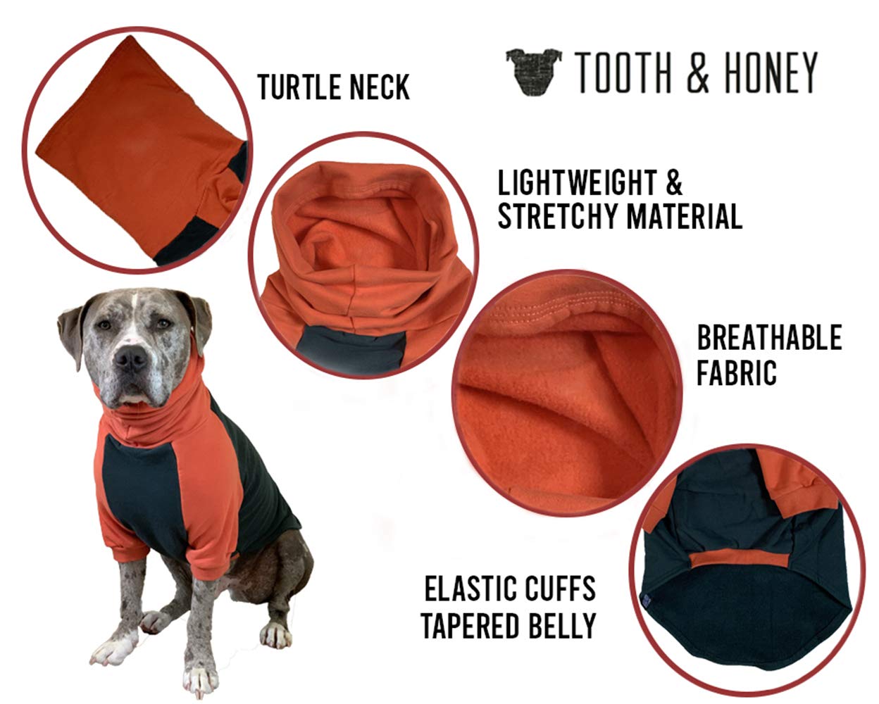 Pitbull Large Dog Sweater - Dark Green & Orange Warm Dog Sweatshirt for Cold Weather - Cozy Winter Apparel for Big Dogs - Perfect for Outdoor Walks & Indoor Lounging