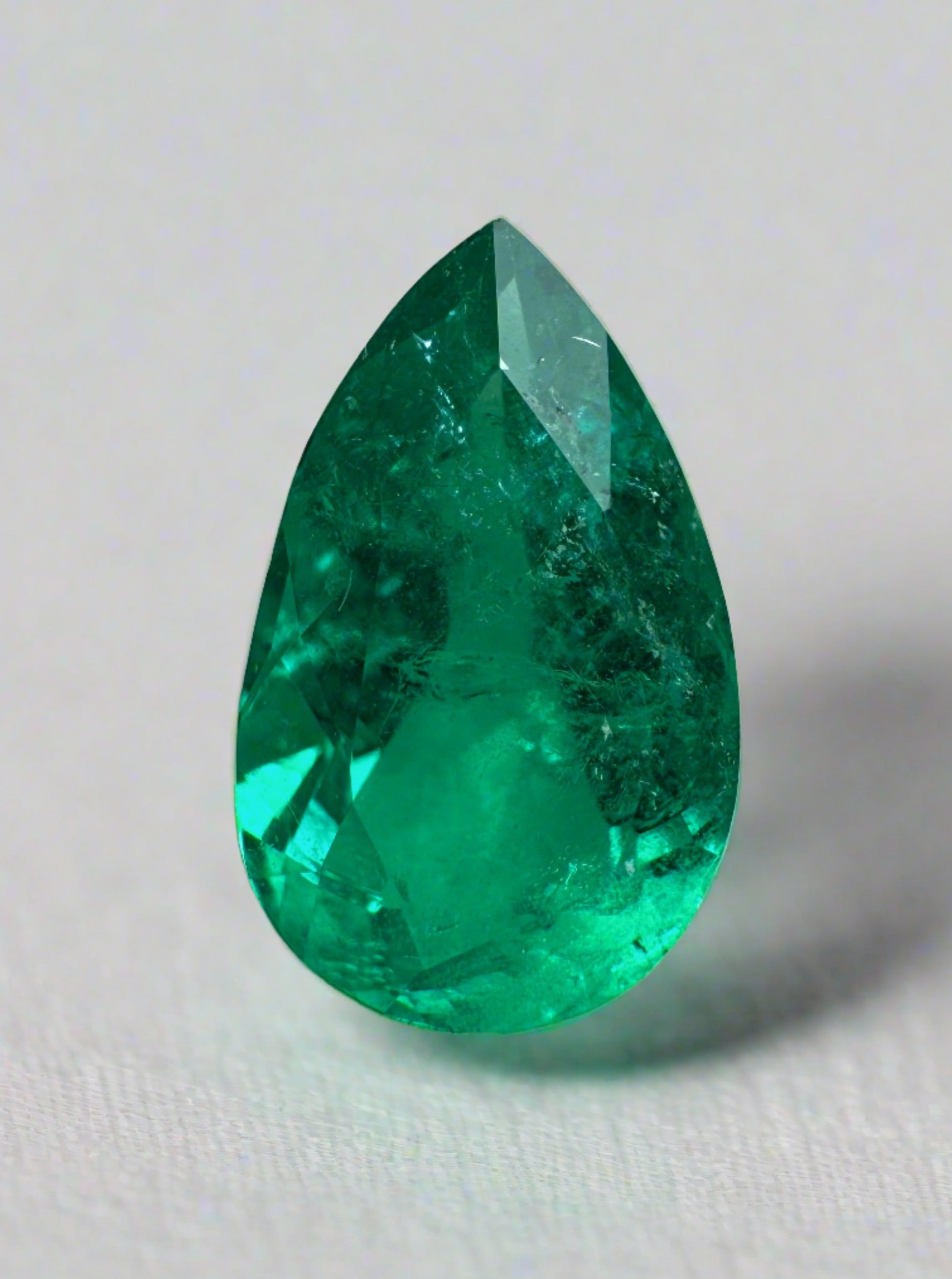 1.79 Carat 11x7mm Deep Bluish Green Natural Colombian Emerald Pear Cut Loose Gemstone for Jewelry Making & Engagement Rings