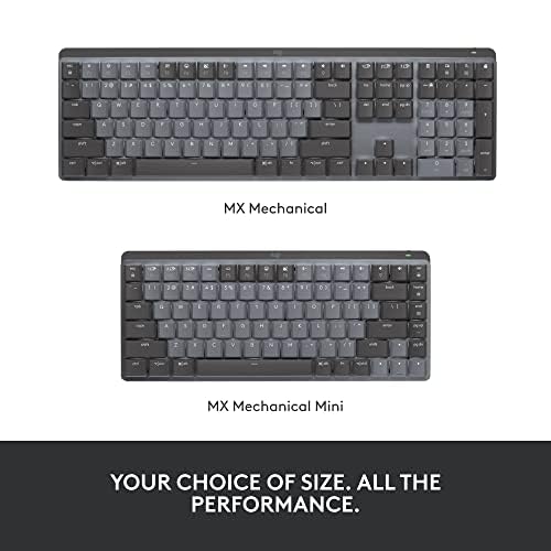 Logitech MX Mechanical Wireless Keyboard - Tactile Quiet Switches, Backlit Keys, Bluetooth/USB-C, Compatible with macOS, Windows, Linux, iOS & Android - Premium Metal Design in Graphite - Perfect for Office Work, Gaming & Programming
