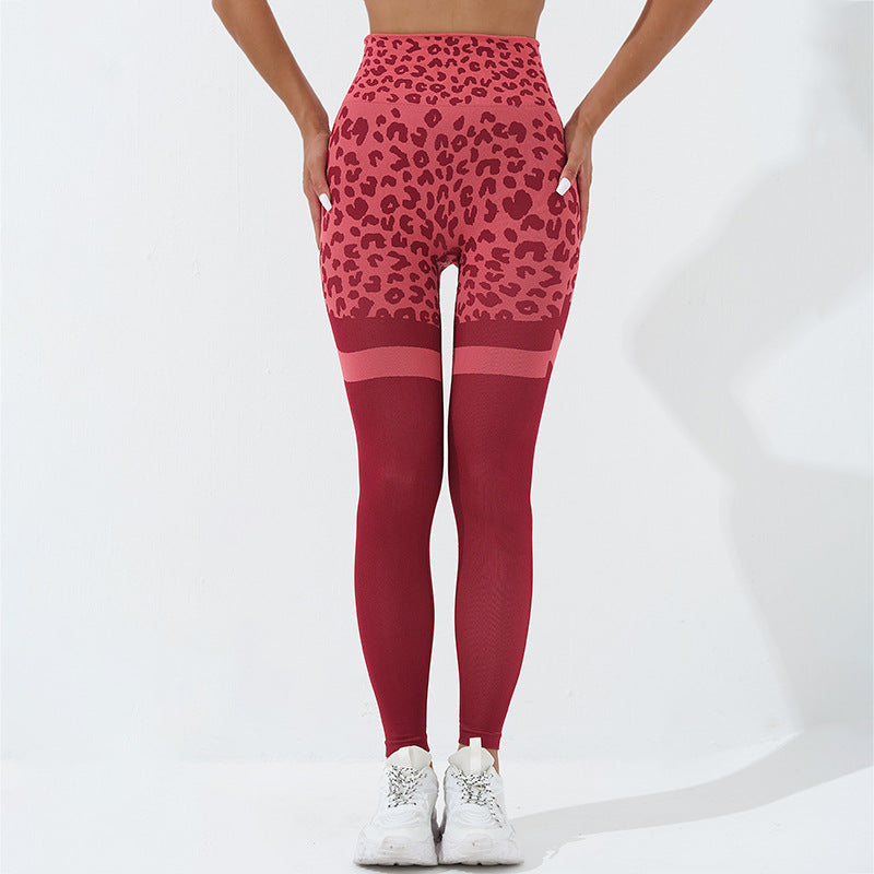 Women's High Waist Leopard Print Yoga Pants - Seamless Butt Lifting Workout Leggings for Running, Gym & Training | Elastic Fitness Clothing for Active Lifestyles
