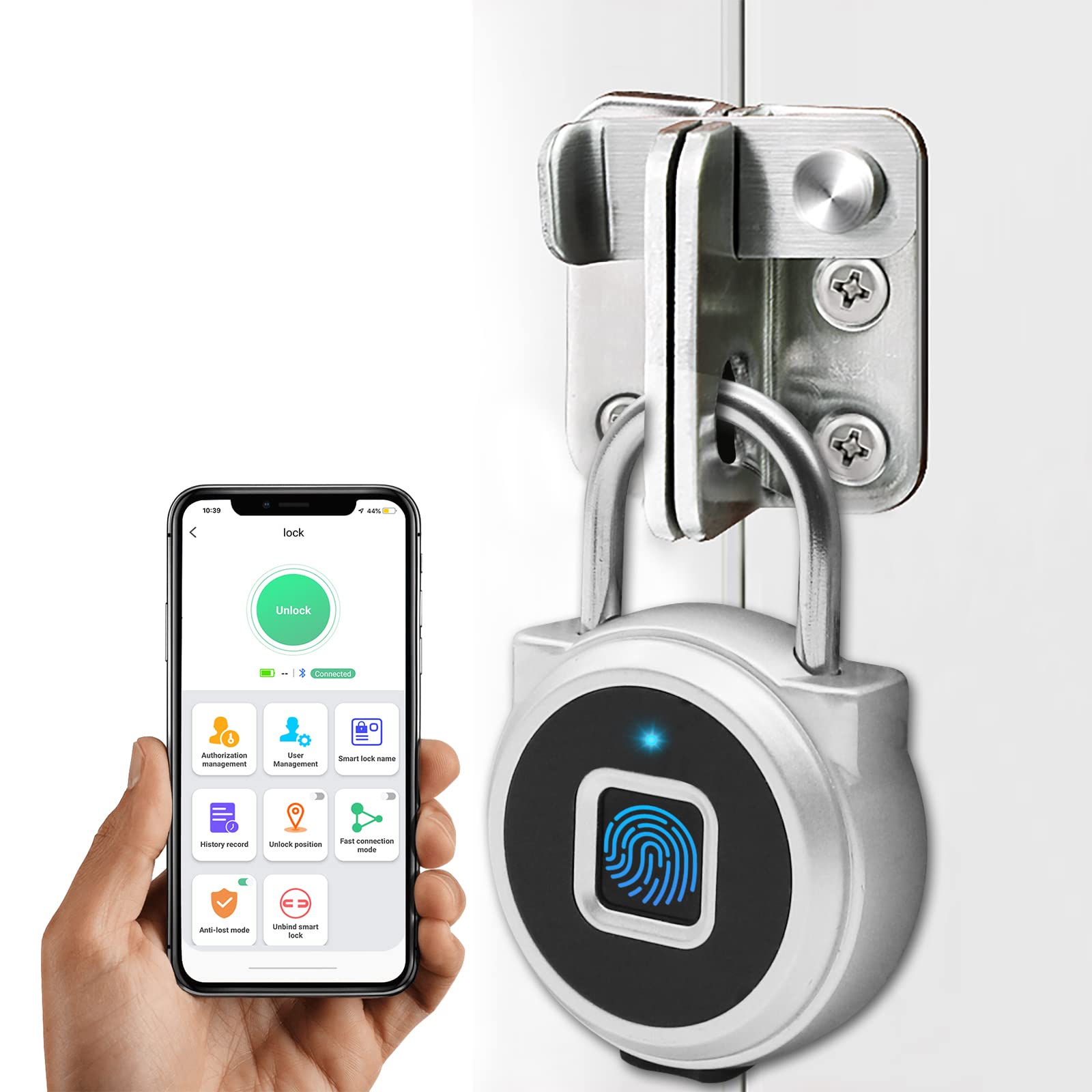 Smart Fingerprint Padlock - Keyless Bluetooth Lock for Gym, Luggage & Storage