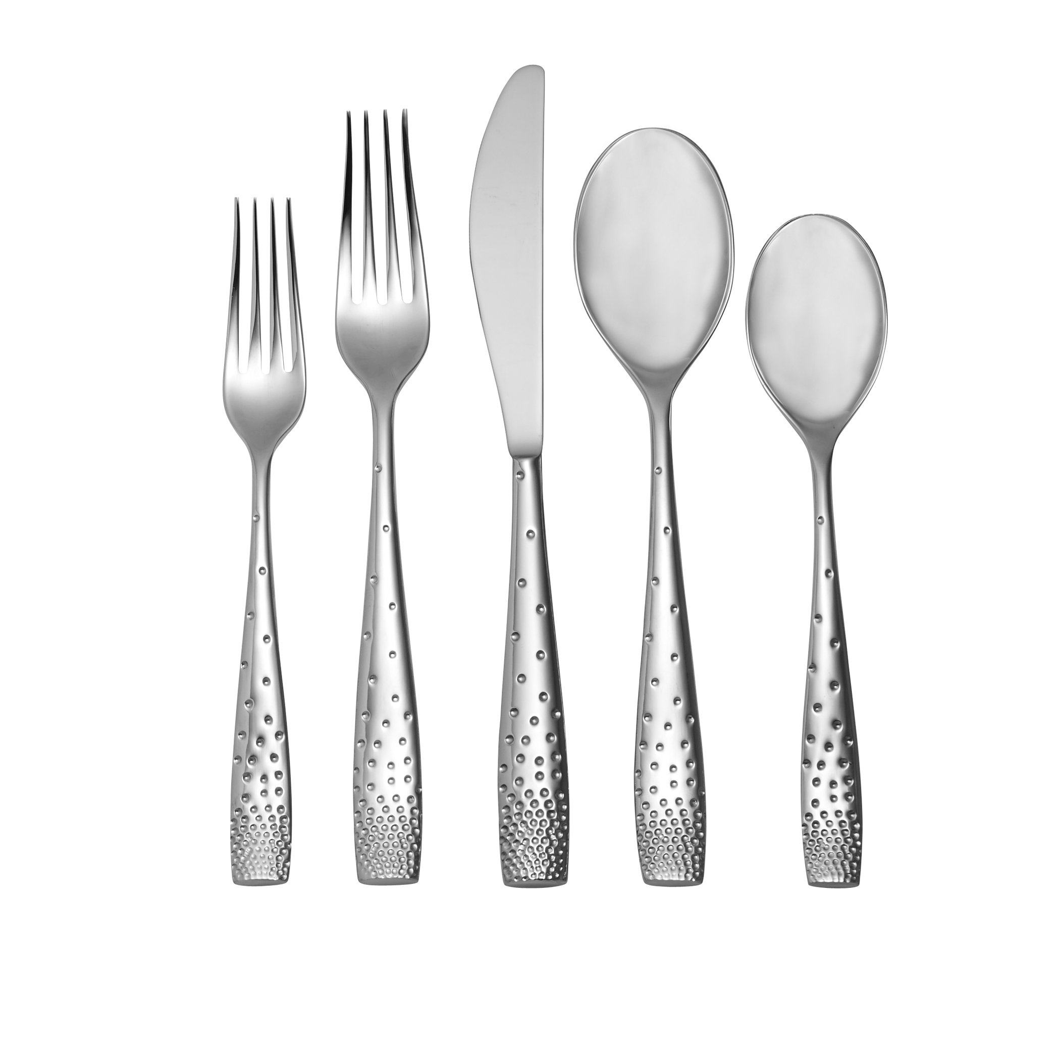 Nambe Dazzle 45-Piece Stainless Steel Flatware Set - Service for 8 with Butter Knives & Sugar Spoons | 18/10 Mirror Polish Silverware Cutlery Set | Dishwasher Safe | Perfect for Dinner Parties, Weddings & Upscale Dining