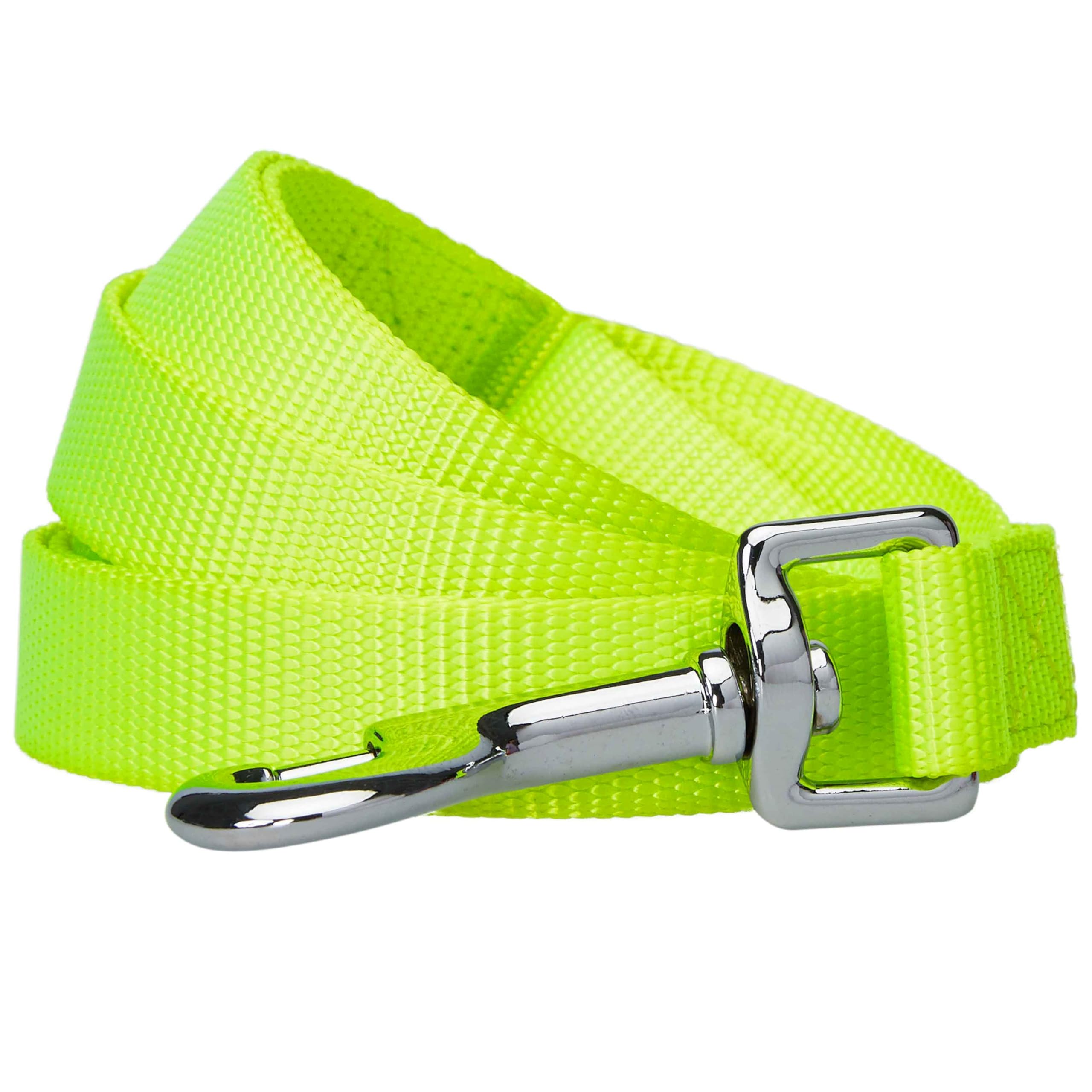 Durable Nylon Dog Leash for Large Dogs - 4ft x 1in Classic Pet Leash in Highlighter Yellow | Lightweight & Strong Training Leash for Walking, Running & Outdoor Adventures | Blueberry Pet Essentials