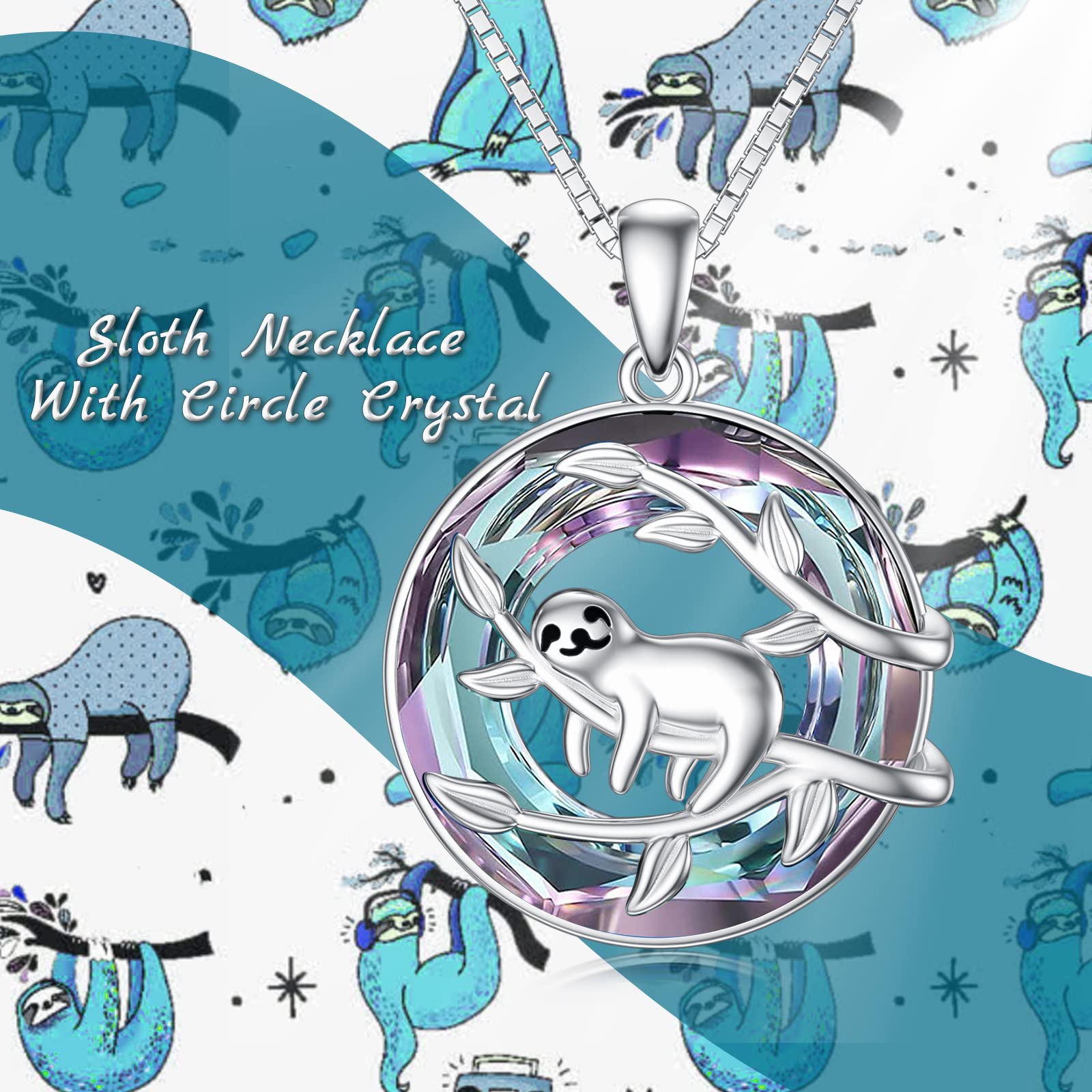 POPKIMI Sterling Silver Sloth Pendant Necklace for Women - S925 Sloth Jewelry Gift for Birthday, Christmas & Special Occasions | Perfect for Animal Lovers, Boho Style & Everyday Wear