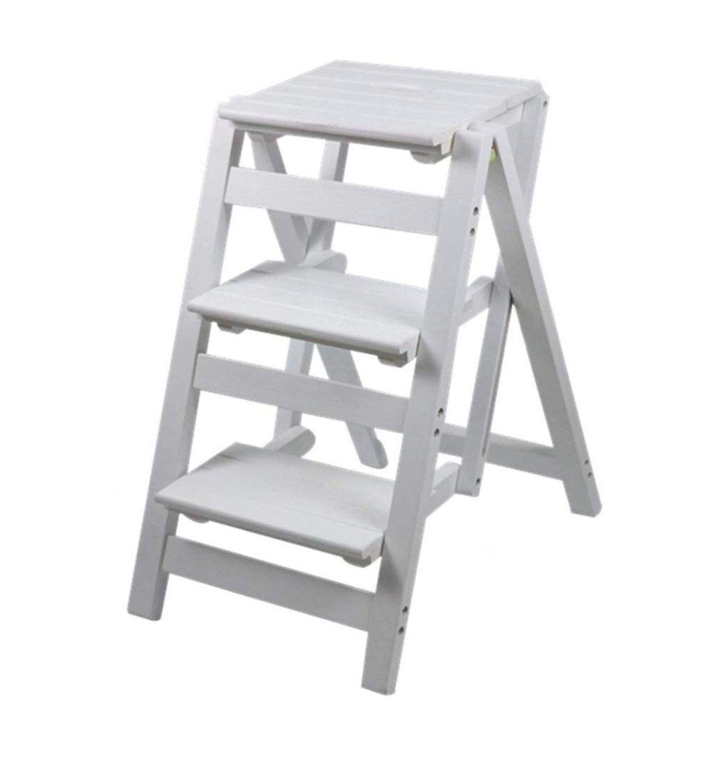 Multifunctional Wooden Folding Step Stool for Home, Kitchen, Office & Library - Indoor Climbing Stool with Non-Slip Surface - Perfect for Reaching High Shelves, Organizing & Home Decor
