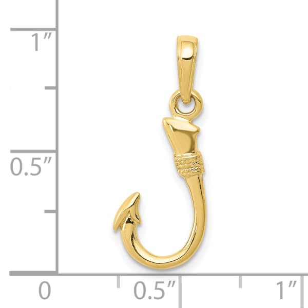 10K Solid Yellow Gold Hawaiian Fish Hook Necklace - Handmade Jewelry Pendant for Women - Perfect for Beach Vacations, Hawaiian Themed Parties & Everyday Boho Style