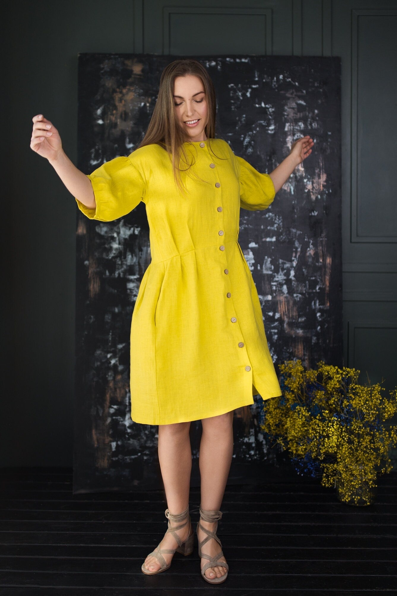 MONA Linen Buttoned Dress for Women - Comfortable & Stylish Summer Outfit for Beach, Vacation & Casual Wear