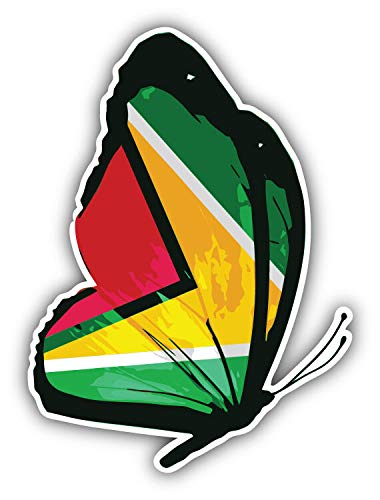 Guyana Flag Butterfly Car Magnet - 4'' x 5'' Vinyl Flexible Bumper Sticker for Trucks, Cars & Windows | Patriotic Decoration for Vehicles, Home & Office