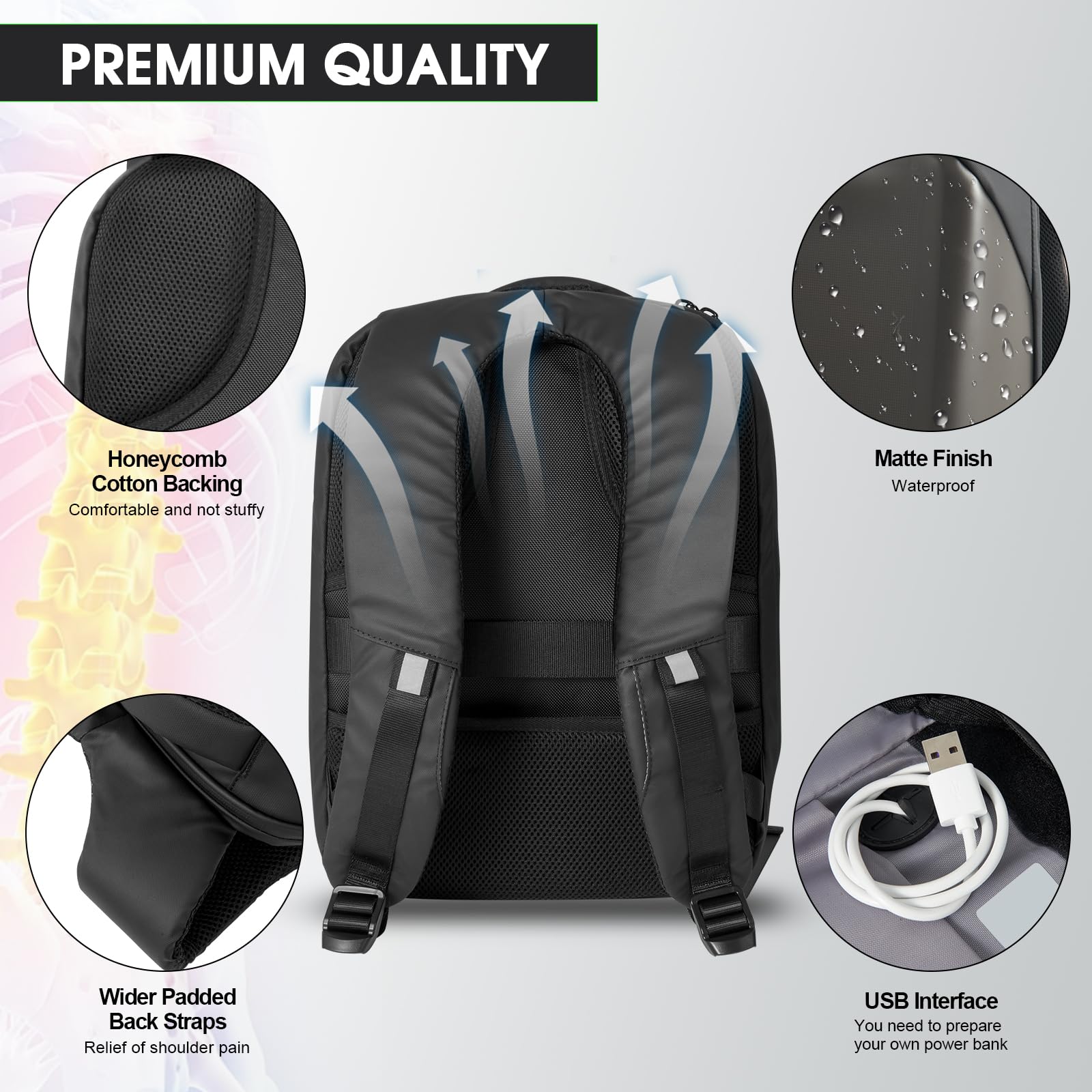 Programmable LED Backpack with Full-Color Screen - Waterproof Laptop Backpack for Travel, Camping & Cycling - Custom DIY Digital Display Backpack for Tech Enthusiasts & Outdoor Adventures
