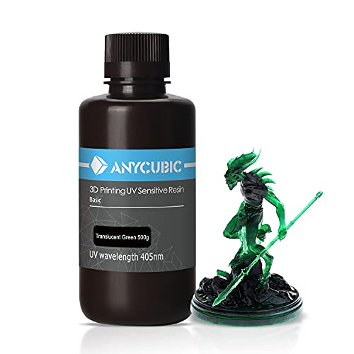 ANYCUBIC 3D Printer Resin 500g - 405nm High Precision Fast Curing UV Photopolymer Resin for LCD 3D Printing (TL Green) - Ideal for Miniatures, Jewelry Making & DIY Crafts