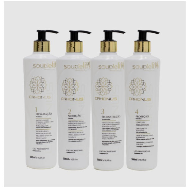 Chronus Hydration Nutrition Rebuilding Hair Treatment Kit - 4x500ml for Damaged & Dry Hair - Deep Conditioning Repair with Keratin & Argan Oil - Perfect for Salon & Home Hair Care