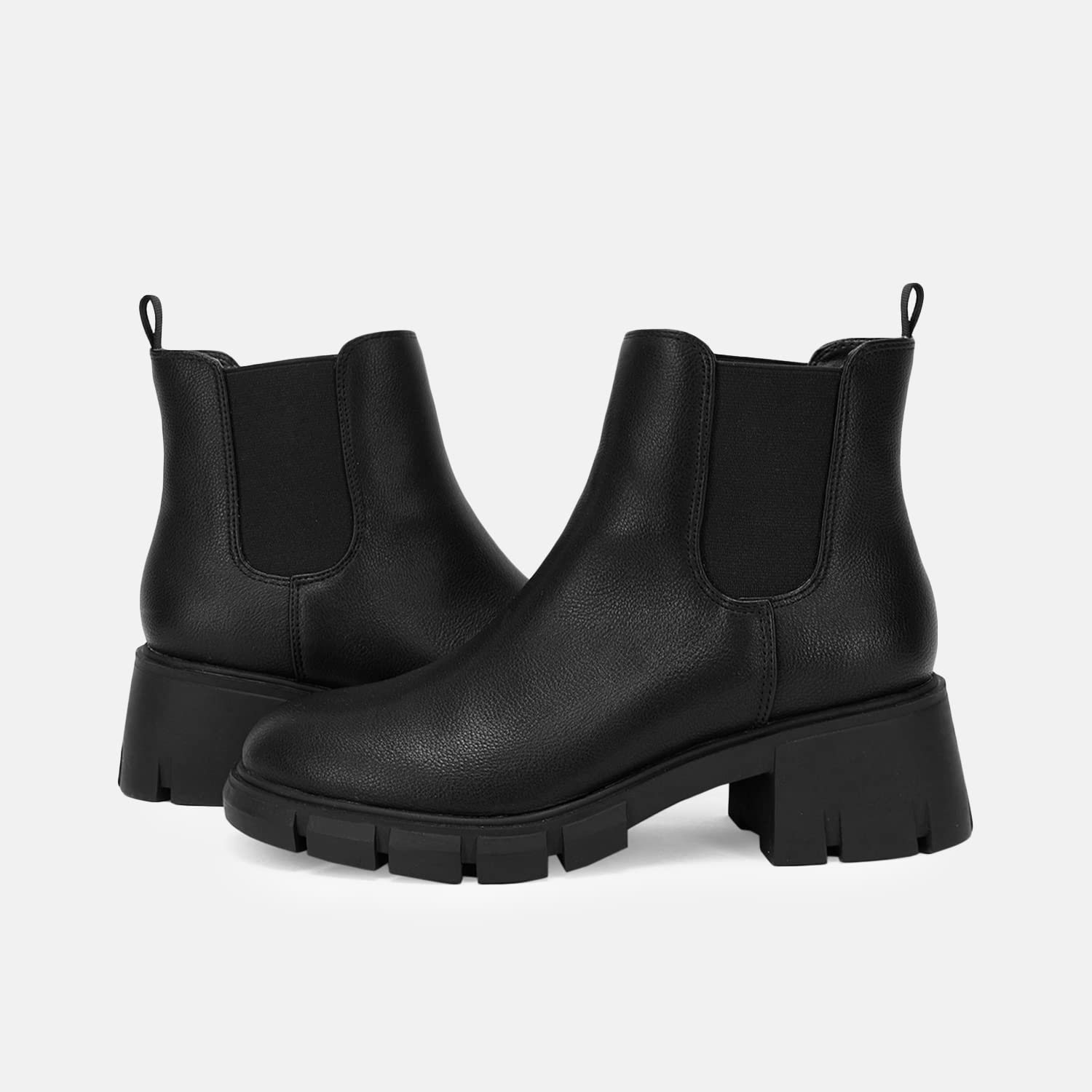 GitHubafuil Women's Chelsea Boots - Fashion Platform Chunky Block Heel Slip-On Combat Ankle Booties for Casual Outfits, Work & Winter Style