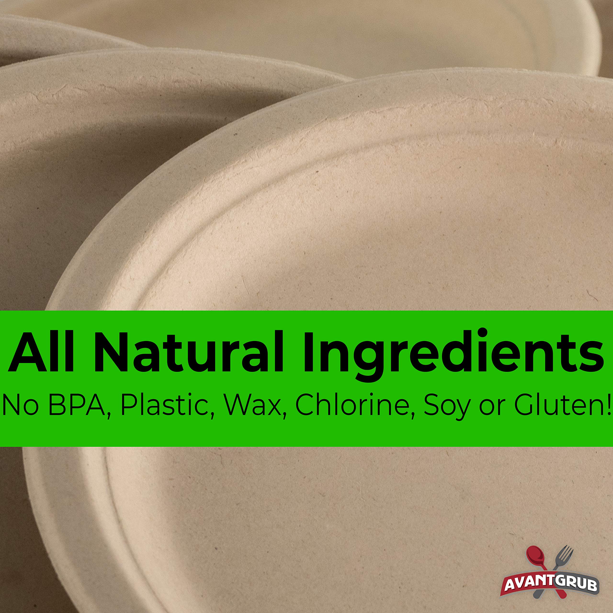 Avant Grub Pro-Grade Biodegradable 10 Inch Plates - Bulk Pack of 200 | Eco-Friendly Wheat Straw Compostable Dinnerware | Sturdy, Leakproof & Microwave Safe Plates for Parties, BBQs, Picnics & Catering Events