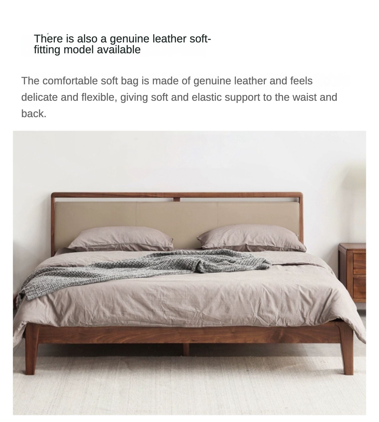 Premium Black Walnut Solid Wood Bed Frame - Queen Size, Natural Wood Grain, Sturdy & Durable - Perfect for Master Bedroom, Guest Room & Modern Farmhouse Decor