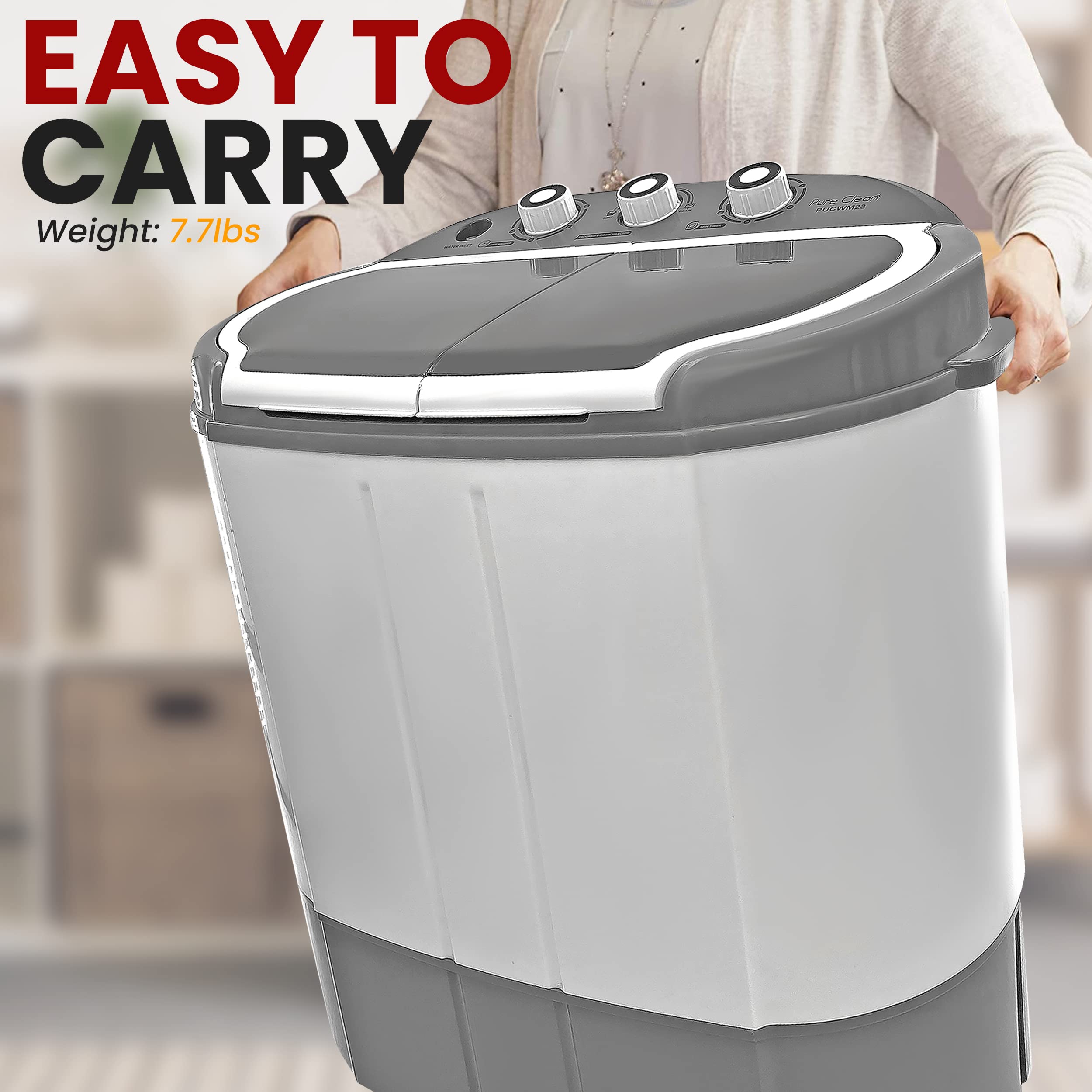2 in 1 Portable Mini Washing Machine & Dryer - Compact Twin Tub Laundry Washer with 11lbs Capacity, 110V, Spin Cycle & Translucent Window - Perfect for Apartments, RVs, Dorms & Small Spaces