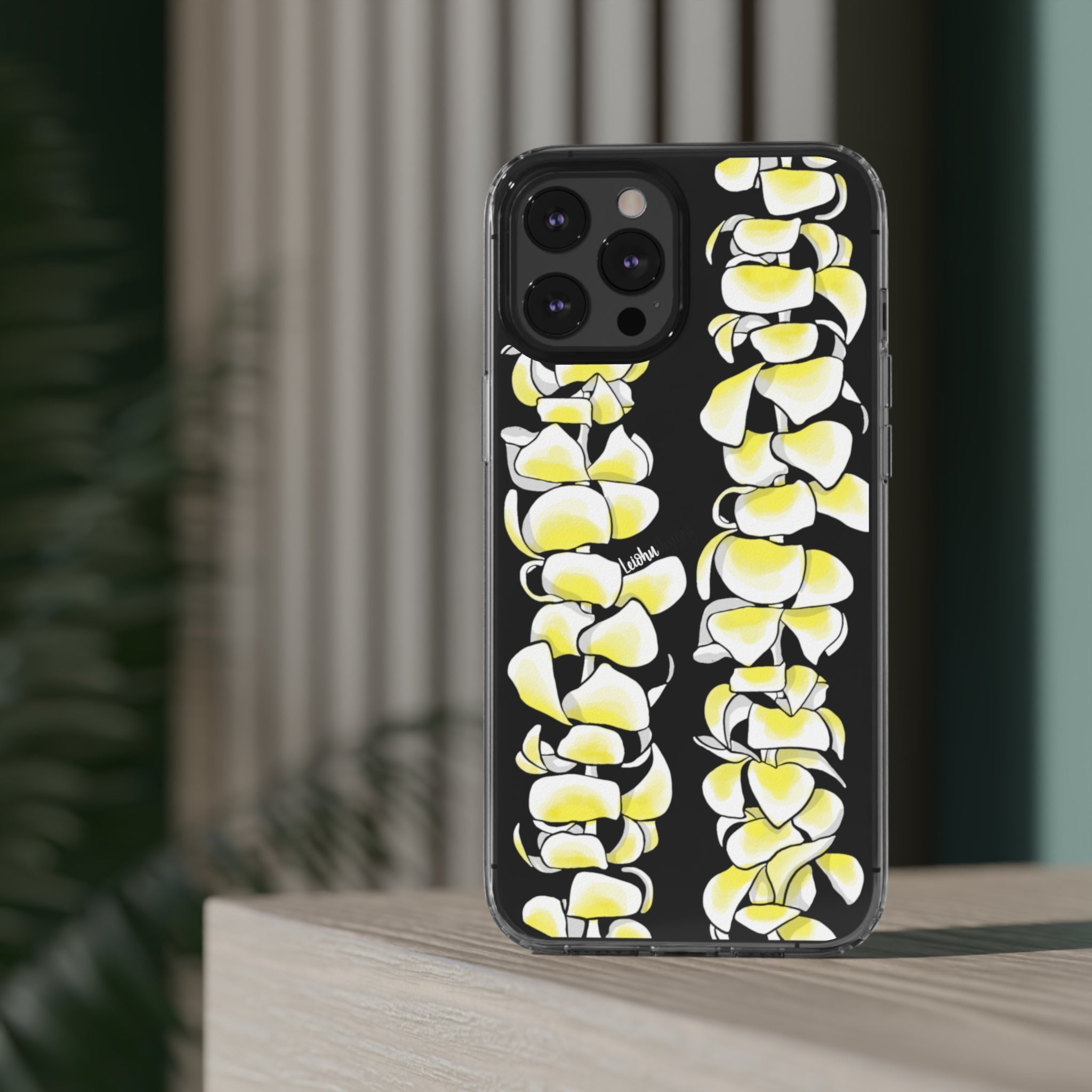 Hawaiian Plumeria Flower Lei Design Clear Phone Case - Durable Protective Cover for iPhone & Samsung - Perfect for Luau Parties, Beach Vacations & Summer Festivals