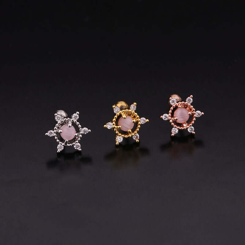 20G Colorful CZ Daith Conch Stud Earrings for Women - Hypoallergenic Surgical Steel Body Jewelry - Perfect for Piercing, Daily Wear & Special Occasions (HSPJ248)