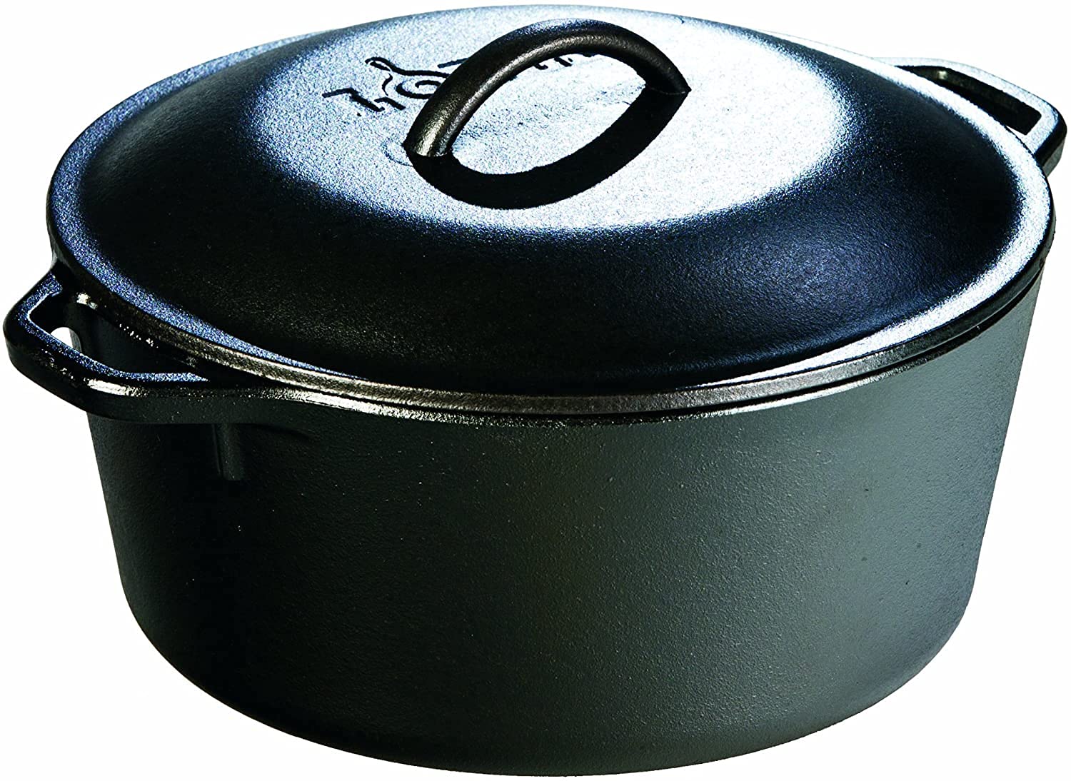 Lodge 5 Quart Pre-Seasoned Cast Iron Dutch Oven with Lid & Dual Loop Handles - Perfect for Camping, Baking Bread & Slow Cooking Stews