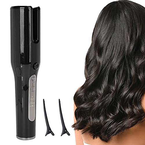 Cordless Automatic Hair Curler - USB Rechargeable Curling Iron Wand for Straight & Curly Hair | Portable Travel Styling Tool | Perfect for Home, Salon & On-The-Go Use (Black)