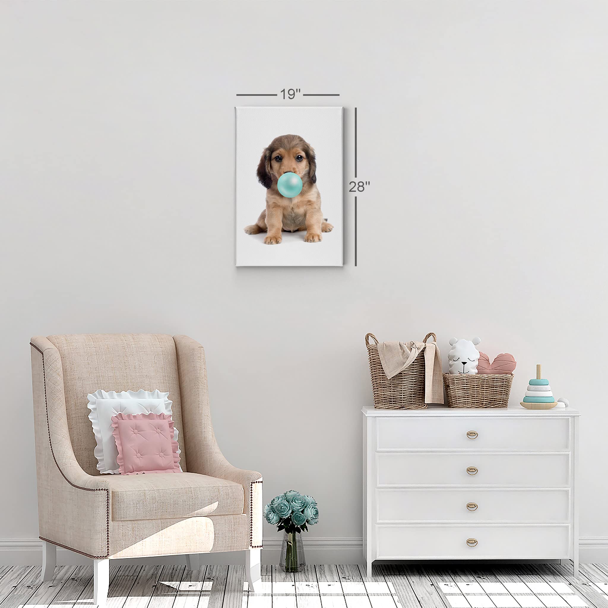 Vibrant Dachshund Dog Chewing Bubble Gum Canvas Wall Art Print - Pet Lover Gift, Pop Art Decor for Office, Living Room, Bedroom & Nursery (40x30 Inches) - Perfect for Animal Lovers & Home Decor