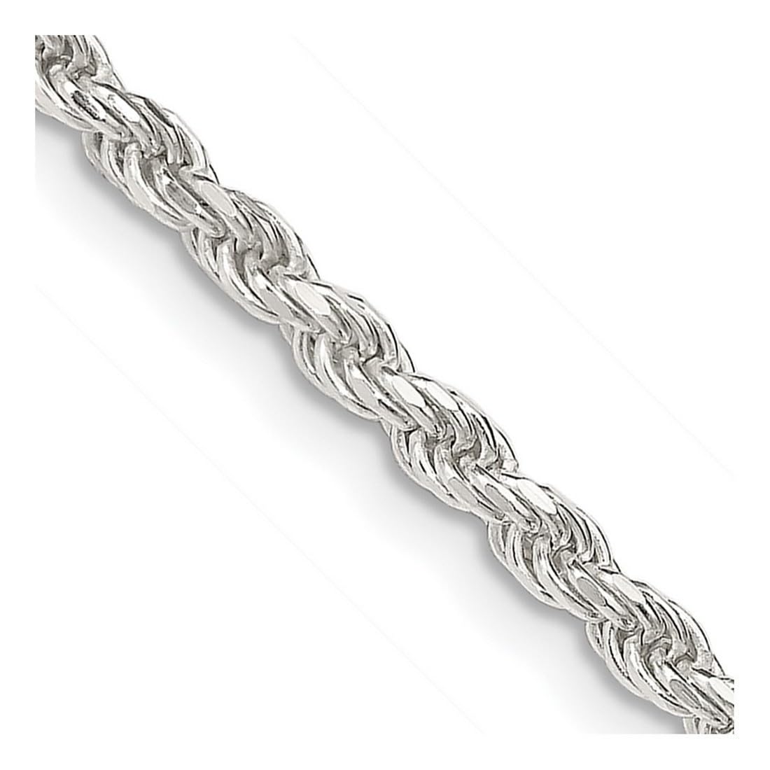 925 Sterling Silver D-Cut Rope Chain Necklace for Women & Men | Adjustable Lengths 16