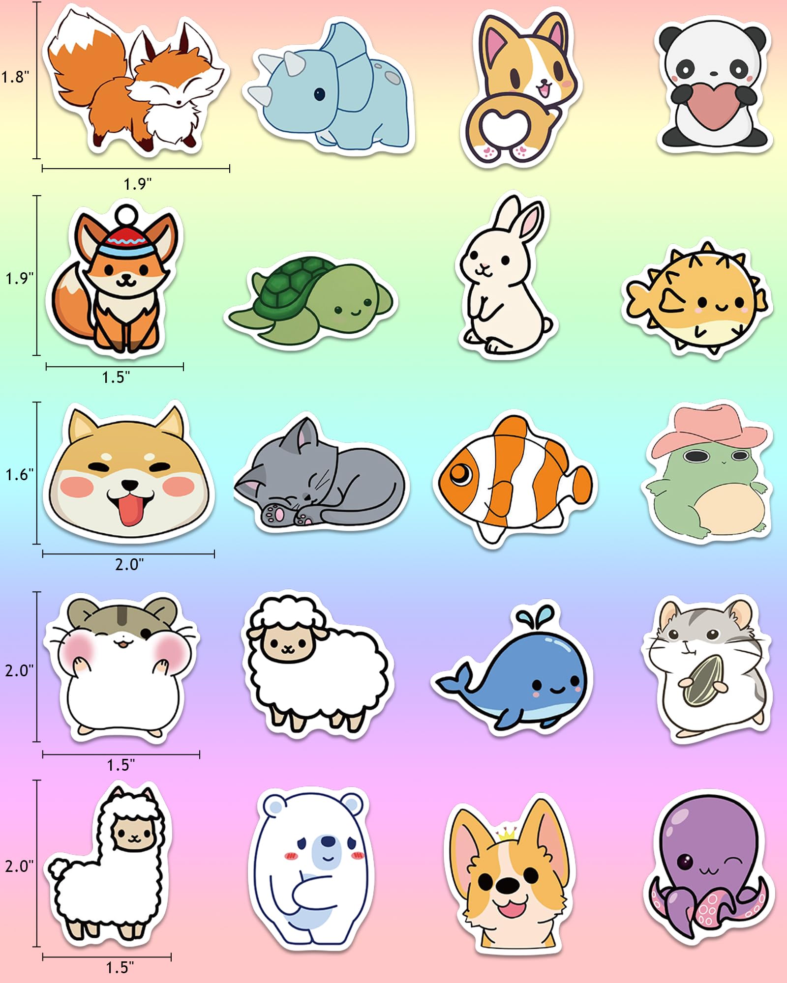 Benresive 100 Pcs Cute Animal Stickers for Kids - Waterproof Vinyl Decals for Water Bottles, Laptops & Notebooks - Fun Classroom Rewards & Elementary School Prizes - Perfect for DIY Crafts, Scrapbooking & Kids' Room Decor