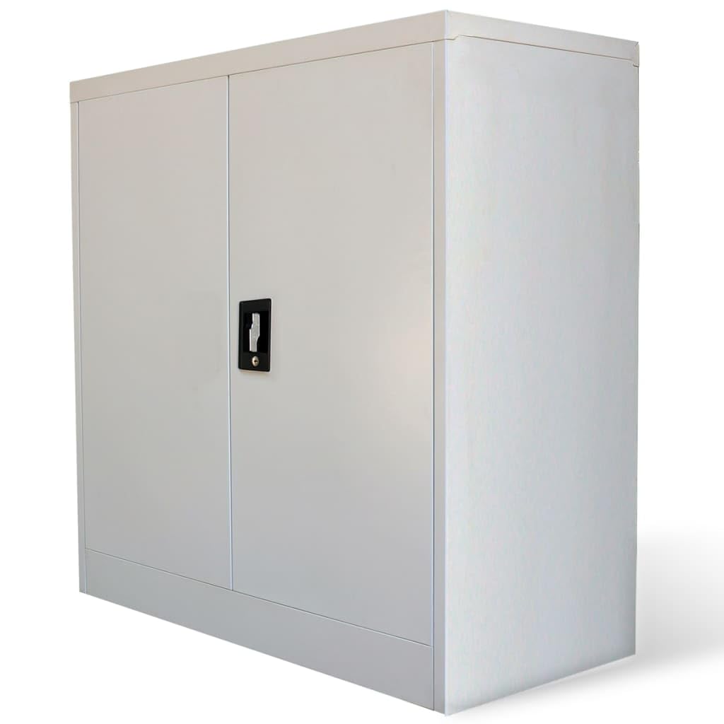 vidaXL Modern Gray Steel Office Cabinet - 2-Door File Storage for Home, Living Room & School - Under Desk Filing Cabinet - Industrial Style for Organized Workspaces