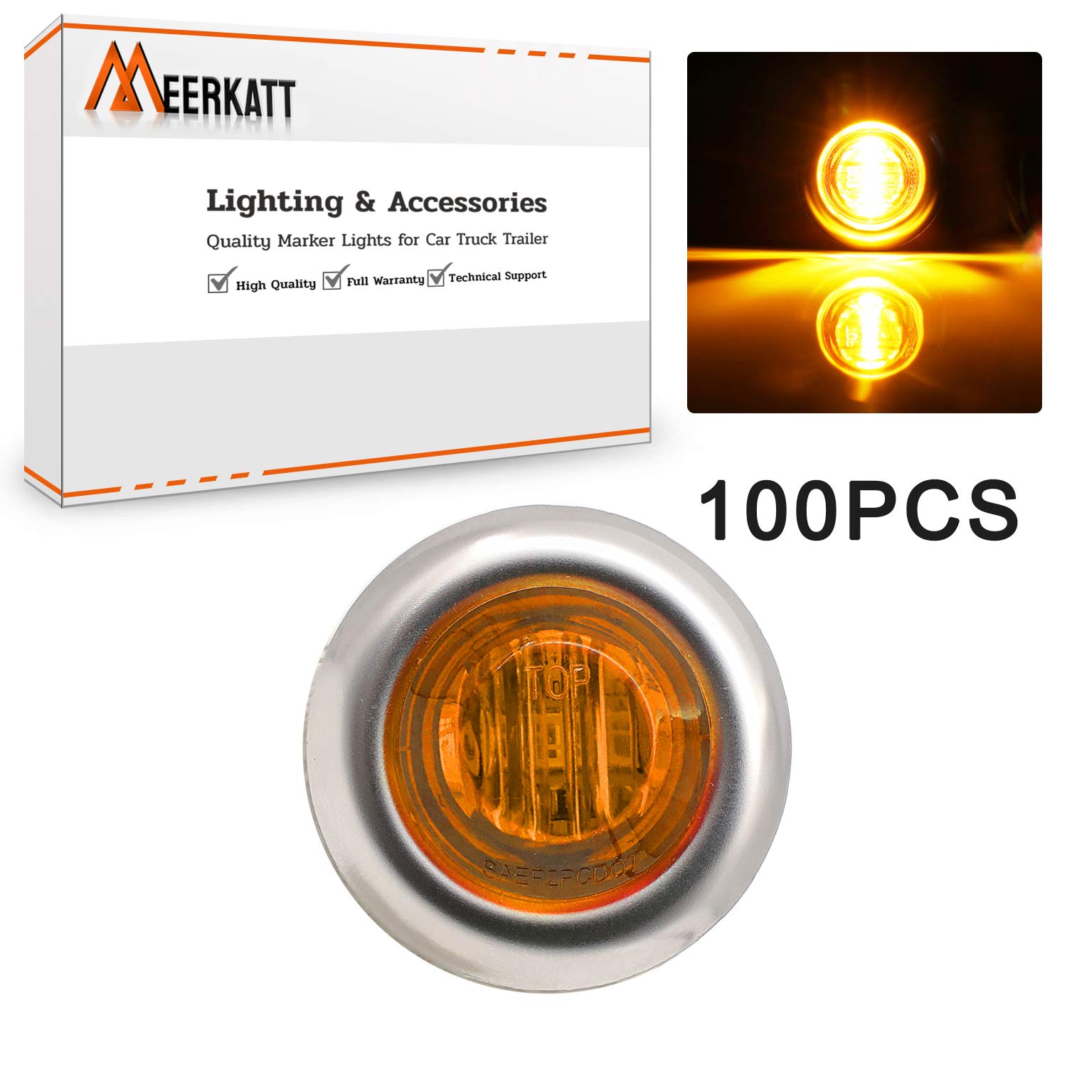 MADCATZ Meerkatt 3/4 Inch Round Mini 3 LED Side Marker Lights with Stainless Chrome Bezel - Waterproof 12V DC Amber Lights for Trailers, Pickup Trucks, Lorries & Boats - Perfect for Night Driving and Road Safety
