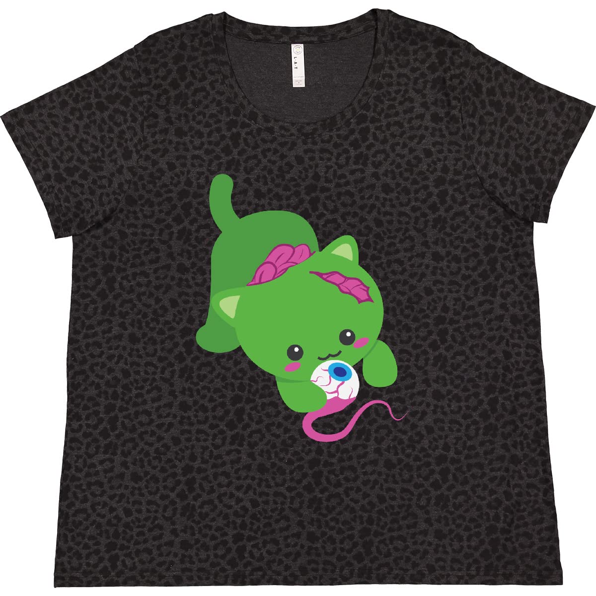 Inktastic Zombie Cat Women's Plus Size T-Shirt - Funny Halloween Graphic Tee for Women - Perfect for Costume Parties & Casual Wear