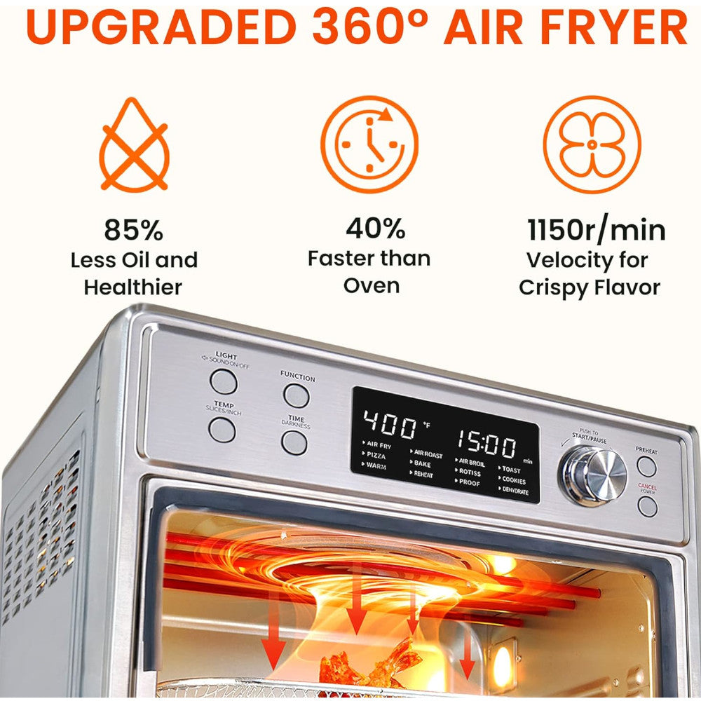 COMFEE CO F25A1 12-in-1 Air Fryer Oven with Rotisserie - Blemished Packaging (Full Warranty Included) - Perfect for Healthy Cooking, Baking, Roasting & Meal Prep at Home