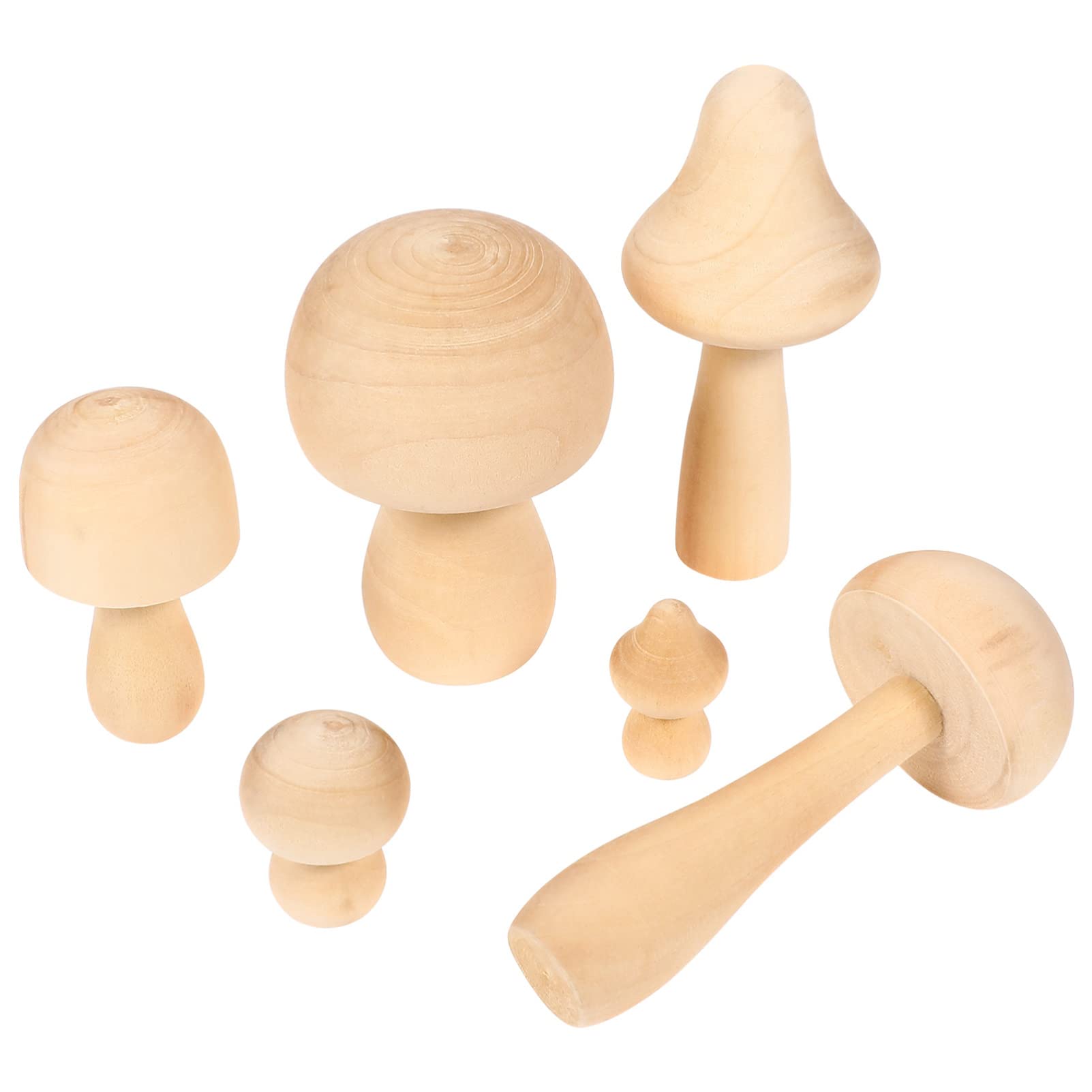 6pcs Unfinished Wooden Mushroom DIY Craft Kit for Kids - Doodle White Mushroom Wooden Ornaments, Graffiti Art Supplies, Children's Painting Activity, Home Decor & Party Favor Crafts