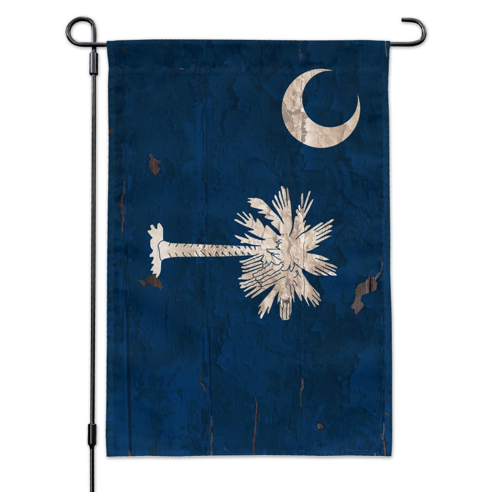 Vintage Distressed South Carolina State Flag - Rustic USA Garden & Yard Decoration for Outdoor Patio, Porch, and Home Decor