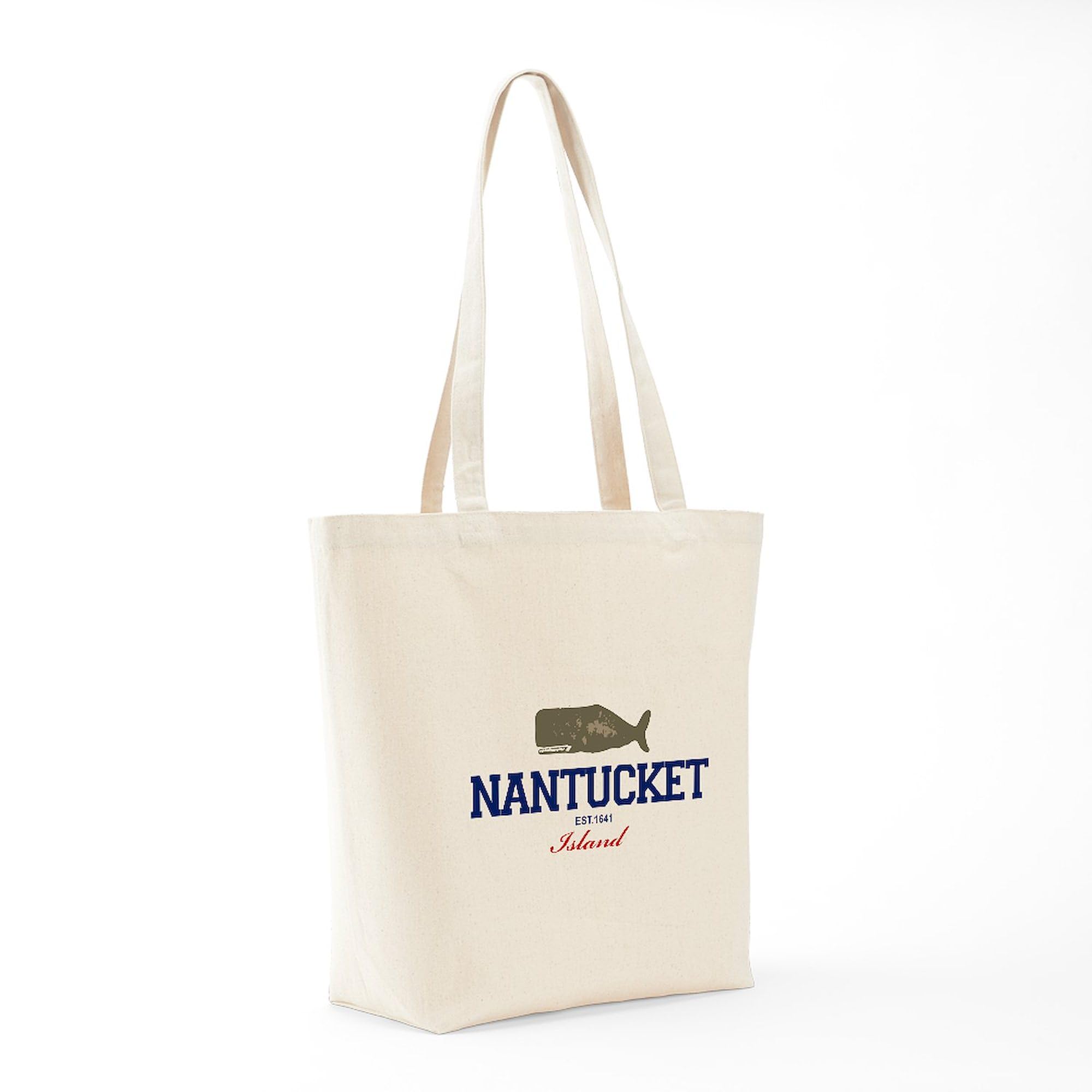 Nantucket Massachusetts Tote Bag - Natural Canvas Reusable Shopping Bag for Groceries, Beach Trips & Daily Errands